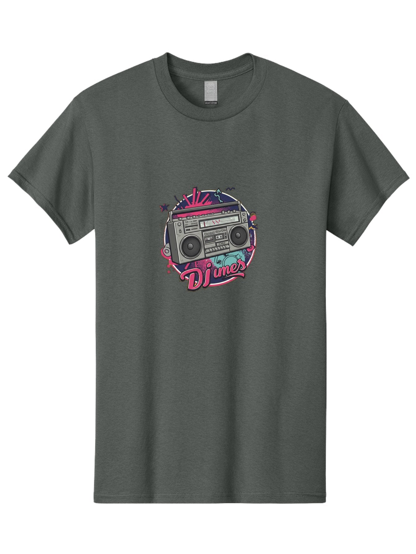 Djumer-Boombox Men'S Graphic Tee, 100% Cotton, Comfortable Casual Summer Wear, Machine Washable, Retro Boombox, Vinyl Records, Dj Equipment, Neon Lights, Graffiti Art, Street Culture, Music Beats, Cassette Player, Nostalgic Vibe Bad052 6