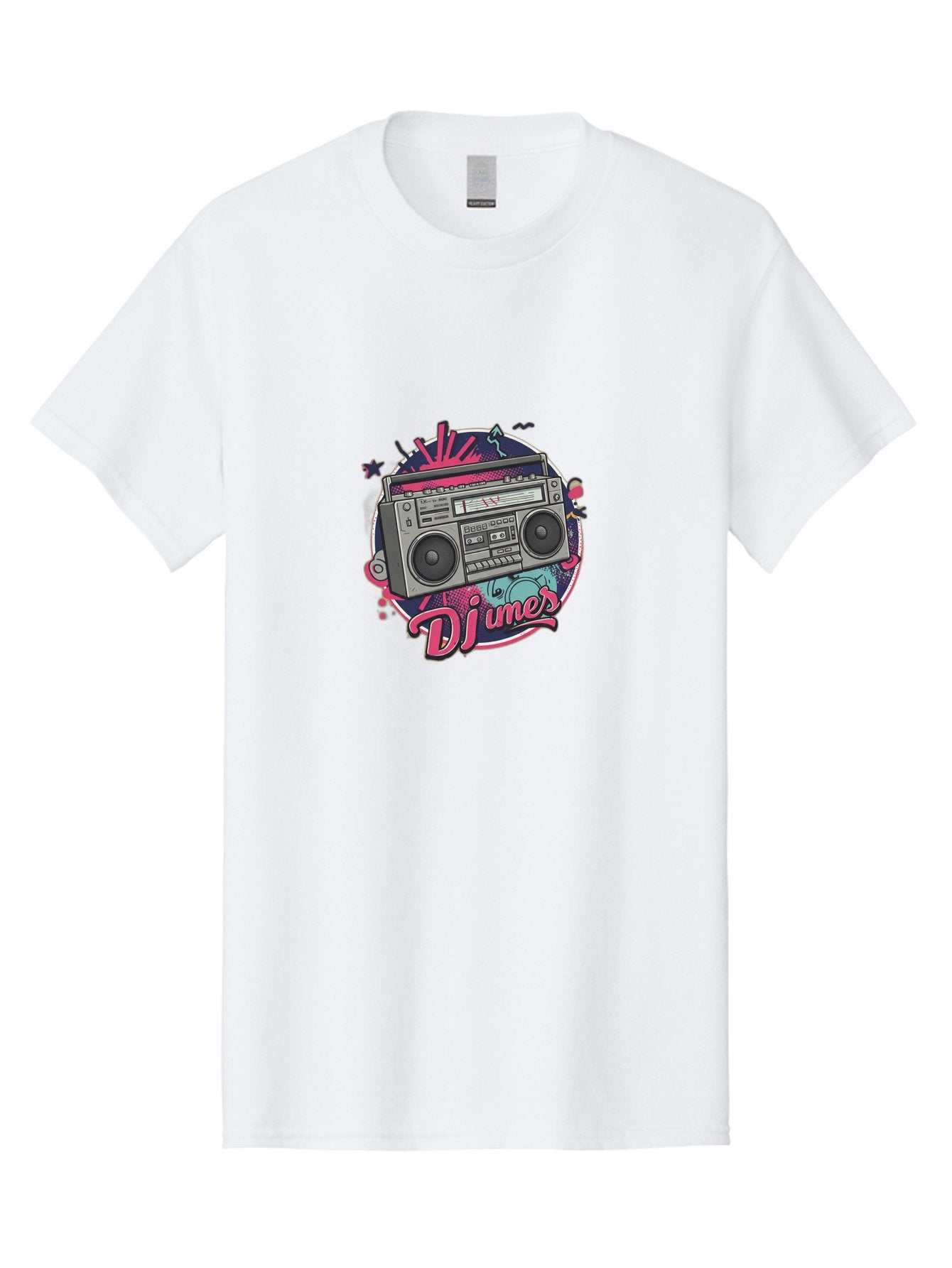 Djumer-Boombox Men'S Graphic Tee, 100% Cotton, Comfortable Casual Summer Wear, Machine Washable, Retro Boombox, Vinyl Records, Dj Equipment, Neon Lights, Graffiti Art, Street Culture, Music Beats, Cassette Player, Nostalgic Vibe Bad052 12