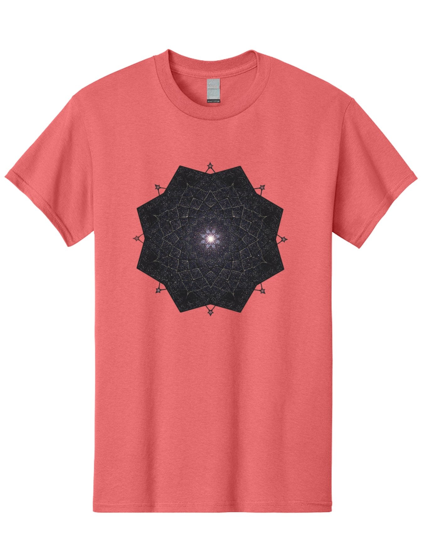 Dodecahedron-Galaxy Men'S Graphic Tee, 100% Cotton, Comfortable Casual Summer Wear, Machine Washable, Stylized Star Design, Geometric Pattern, Celestial Body, Starry Night Sky, Abstract Art, Modern Design, Futuristic, Digital Art Bad053 13
