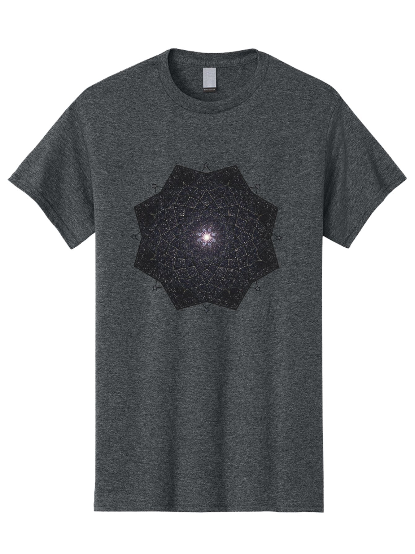 Dodecahedron-Galaxy Men'S Graphic Tee, 100% Cotton, Comfortable Casual Summer Wear, Machine Washable, Stylized Star Design, Geometric Pattern, Celestial Body, Starry Night Sky, Abstract Art, Modern Design, Futuristic, Digital Art Bad053