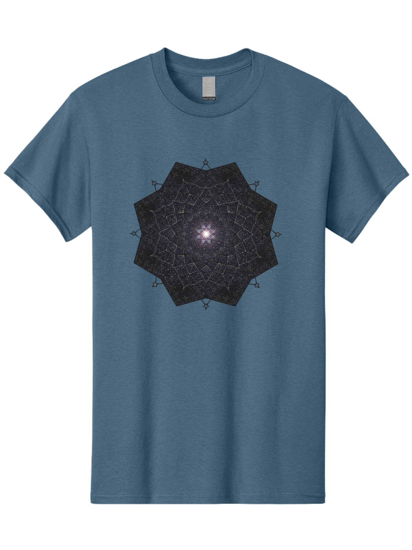 Dodecahedron-Galaxy Men'S Graphic Tee, 100% Cotton, Comfortable Casual Summer Wear, Machine Washable, Stylized Star Design, Geometric Pattern, Celestial Body, Starry Night Sky, Abstract Art, Modern Design, Futuristic, Digital Art Bad053 4