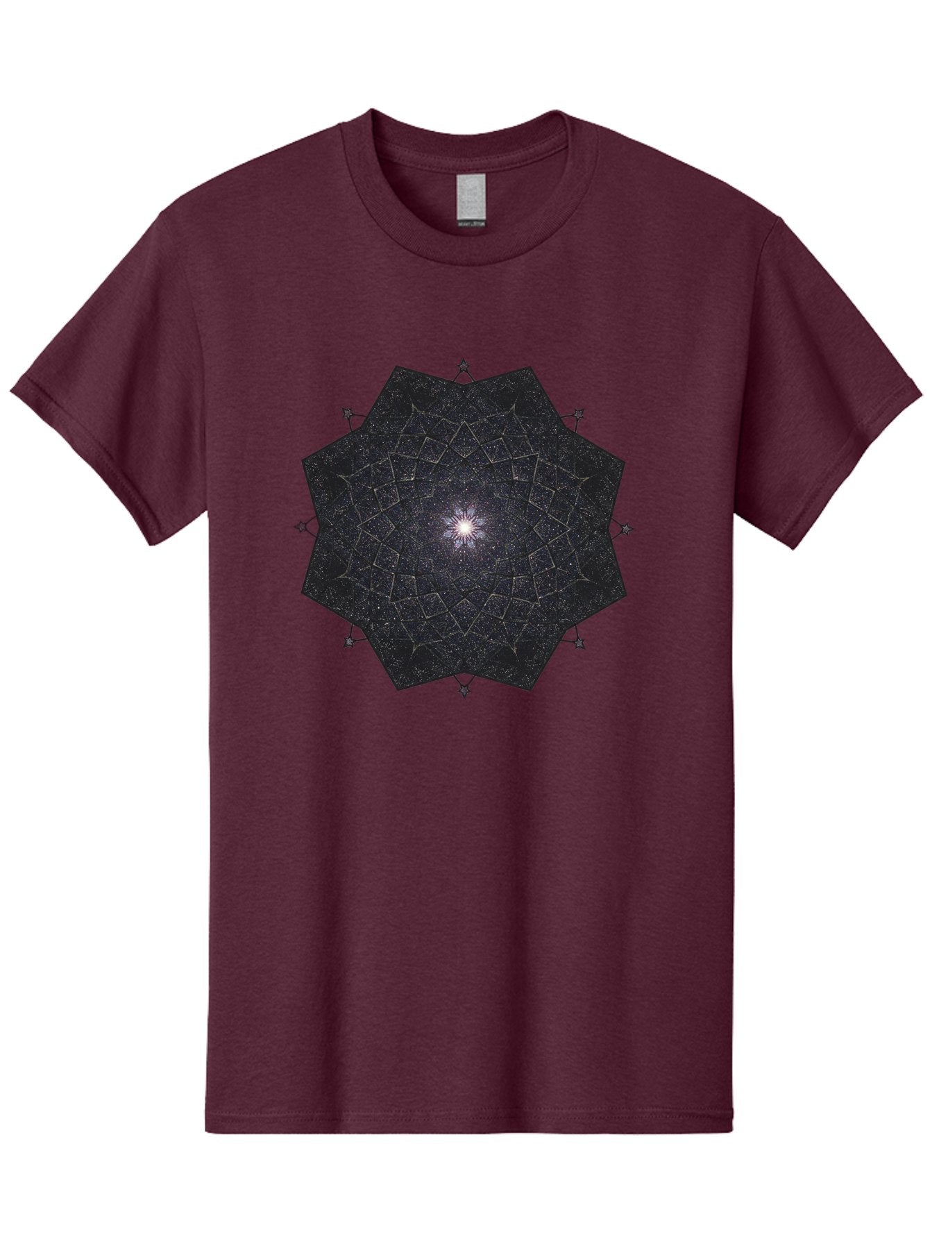 Dodecahedron-Galaxy Men'S Graphic Tee, 100% Cotton, Comfortable Casual Summer Wear, Machine Washable, Stylized Star Design, Geometric Pattern, Celestial Body, Starry Night Sky, Abstract Art, Modern Design, Futuristic, Digital Art Bad053 11
