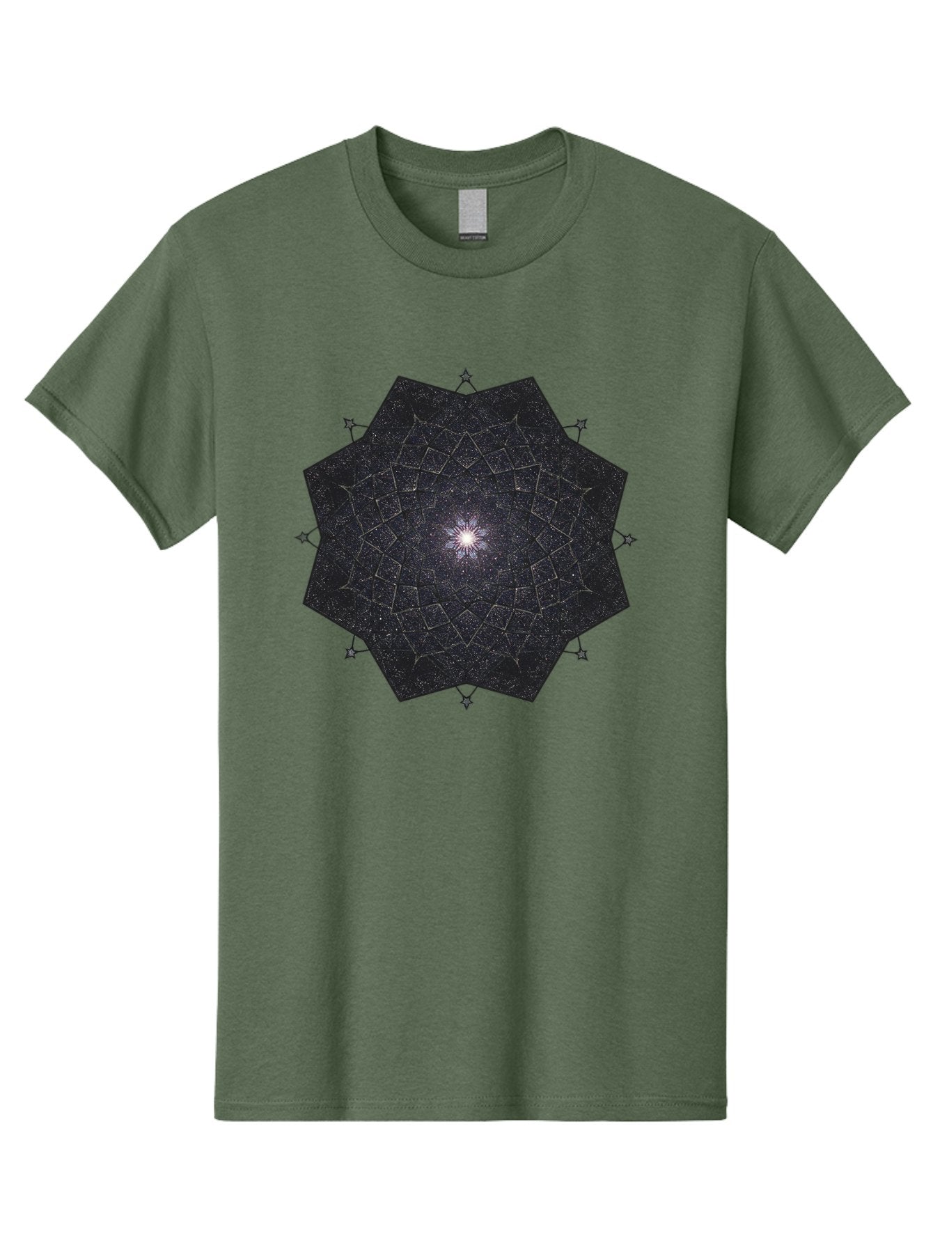 Dodecahedron-Galaxy Men'S Graphic Tee, 100% Cotton, Comfortable Casual Summer Wear, Machine Washable, Stylized Star Design, Geometric Pattern, Celestial Body, Starry Night Sky, Abstract Art, Modern Design, Futuristic, Digital Art Bad053 3