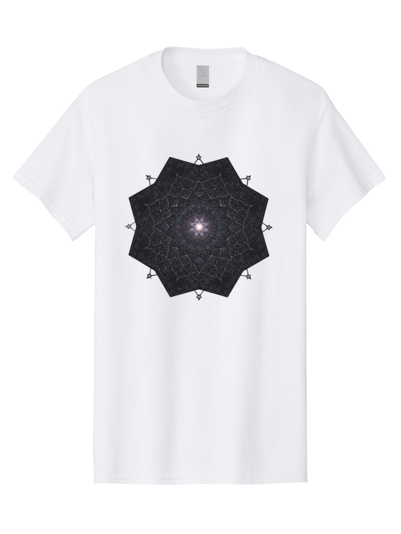 Dodecahedron-Galaxy Men'S Graphic Tee, 100% Cotton, Comfortable Casual Summer Wear, Machine Washable, Stylized Star Design, Geometric Pattern, Celestial Body, Starry Night Sky, Abstract Art, Modern Design, Futuristic, Digital Art Bad053 12