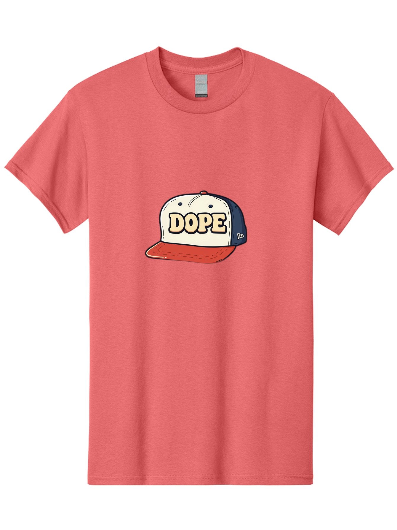 Dope-Baseball-Cap Men'S Graphic Tee, 100% Cotton, Comfortable Casual Summer Wear, Machine Washable, Baseball Cap, Red And Blue Cap, Dope Hat, Streetwear Fashion, New Era Logo, Bold Graphic, Cartoon Style, Trendy Accessory, Casual Wear, Bad055 13