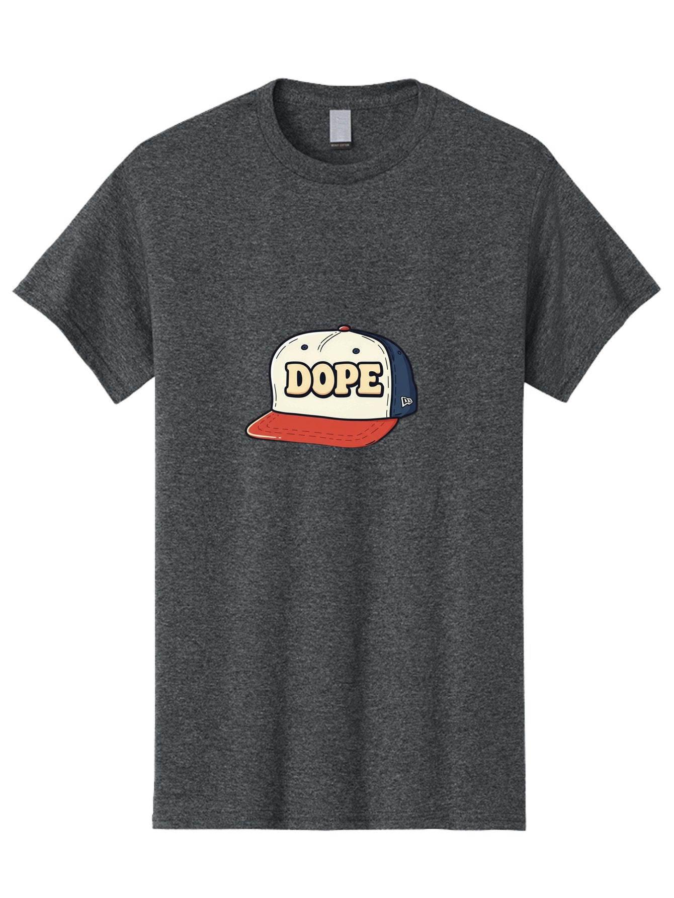 Dope-Baseball-Cap Men'S Graphic Tee, 100% Cotton, Comfortable Casual Summer Wear, Machine Washable, Baseball Cap, Red And Blue Cap, Dope Hat, Streetwear Fashion, New Era Logo, Bold Graphic, Cartoon Style, Trendy Accessory, Casual Wear, Bad055 3