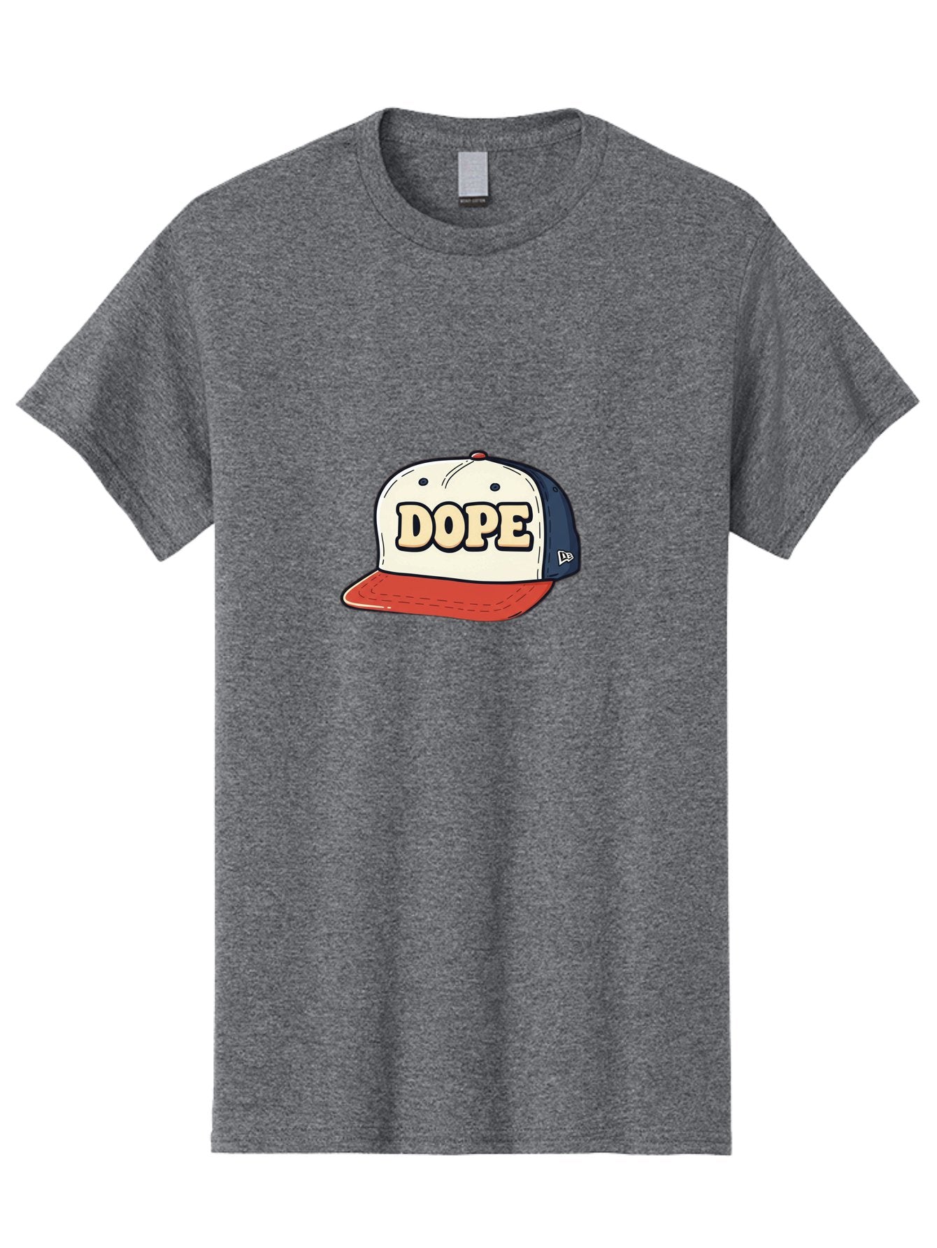 Dope-Baseball-Cap Men'S Graphic Tee, 100% Cotton, Comfortable Casual Summer Wear, Machine Washable, Baseball Cap, Red And Blue Cap, Dope Hat, Streetwear Fashion, New Era Logo, Bold Graphic, Cartoon Style, Trendy Accessory, Casual Wear, Bad055 12