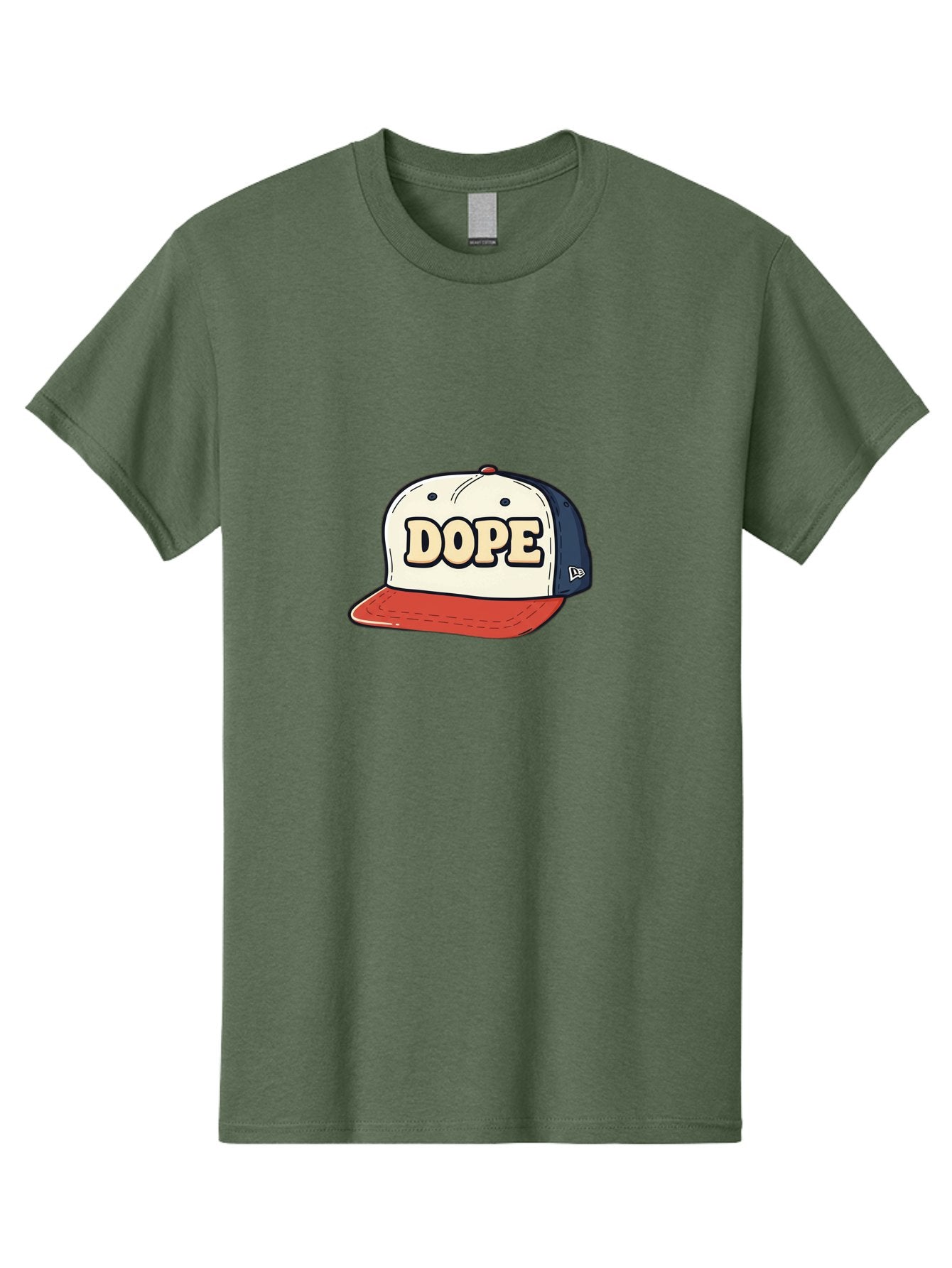 Dope-Baseball-Cap Men'S Graphic Tee, 100% Cotton, Comfortable Casual Summer Wear, Machine Washable, Baseball Cap, Red And Blue Cap, Dope Hat, Streetwear Fashion, New Era Logo, Bold Graphic, Cartoon Style, Trendy Accessory, Casual Wear, Bad055 11