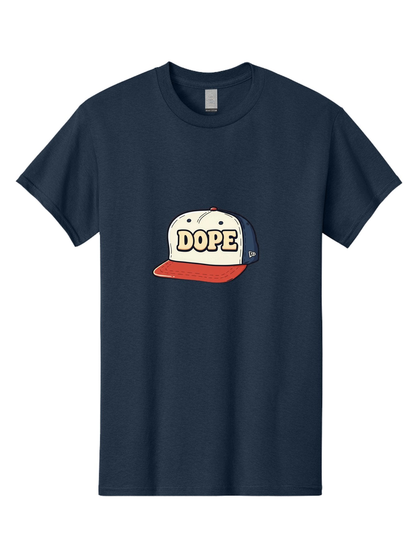 Dope-Baseball-Cap Men'S Graphic Tee, 100% Cotton, Comfortable Casual Summer Wear, Machine Washable, Baseball Cap, Red And Blue Cap, Dope Hat, Streetwear Fashion, New Era Logo, Bold Graphic, Cartoon Style, Trendy Accessory, Casual Wear, Bad055 15