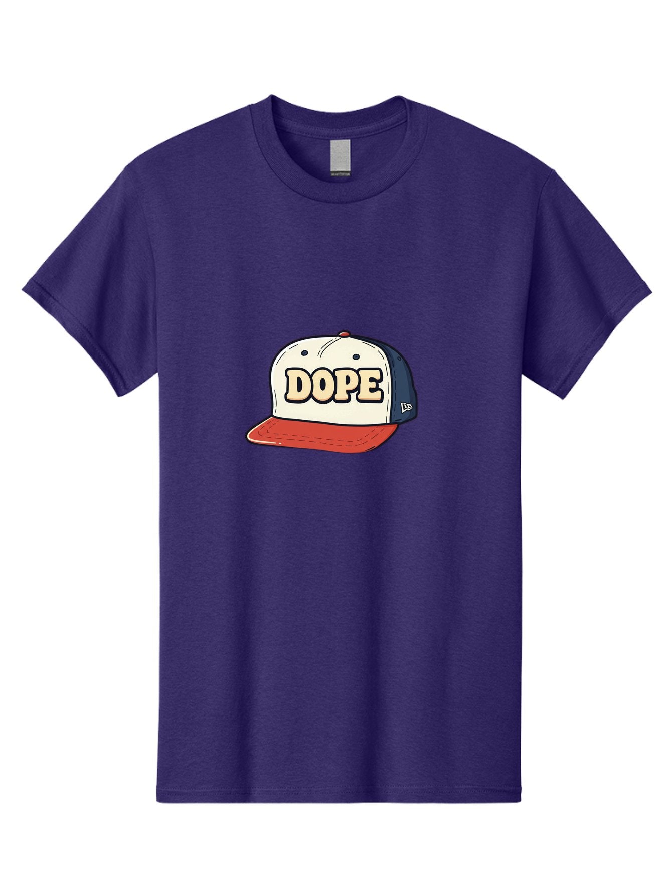 Dope-Baseball-Cap Men'S Graphic Tee, 100% Cotton, Comfortable Casual Summer Wear, Machine Washable, Baseball Cap, Red And Blue Cap, Dope Hat, Streetwear Fashion, New Era Logo, Bold Graphic, Cartoon Style, Trendy Accessory, Casual Wear, Bad055 5