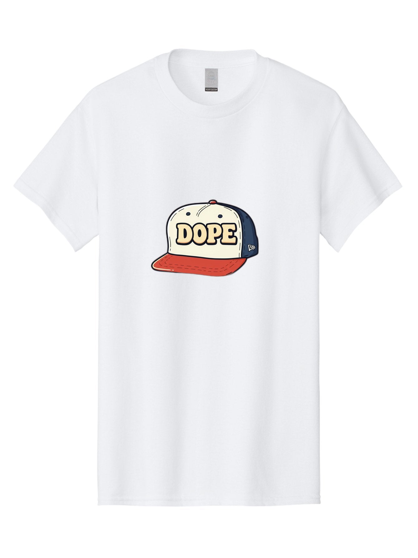 Dope-Baseball-Cap Men'S Graphic Tee, 100% Cotton, Comfortable Casual Summer Wear, Machine Washable, Baseball Cap, Red And Blue Cap, Dope Hat, Streetwear Fashion, New Era Logo, Bold Graphic, Cartoon Style, Trendy Accessory, Casual Wear, Bad055 6