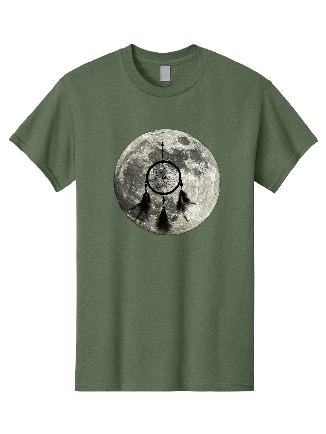 Dreamcatcher-Moon Men'S Graphic Tee, 100% Cotton, Comfortable Casual Summer Wear, Machine Washable, Dreamcatcher With Feathers, Full Moon, Lunar Surface, Mystical Symbol, Spiritual Significance, Black And White, Bohemian Style, Bad058 10