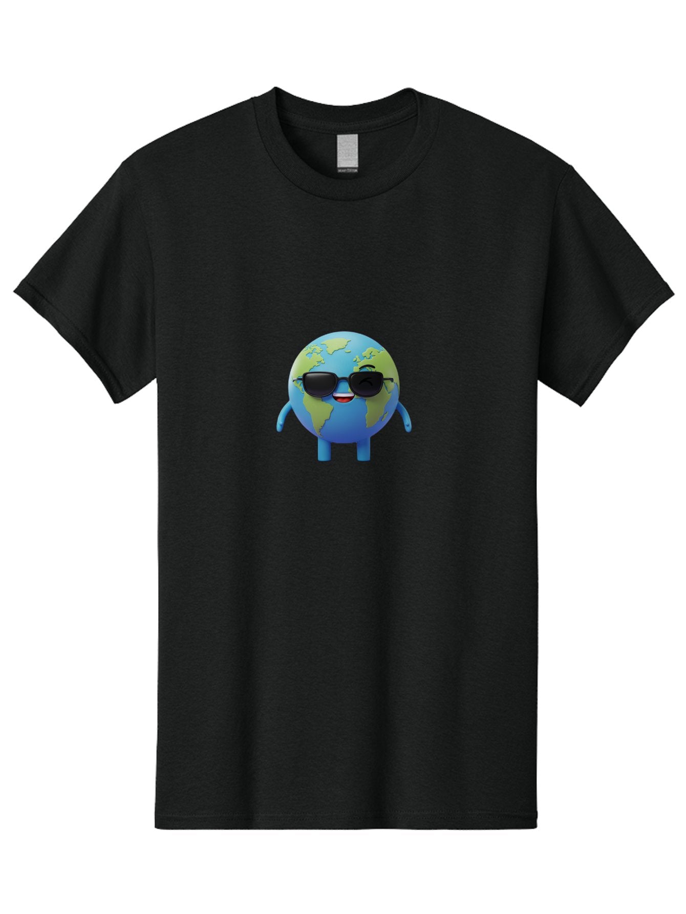 Earth-With-Sunglasses Men'S Graphic Tee, 100% Cotton, Comfortable Casual Summer Wear, Machine Washable, Cartoon Earth, Sunglasses, Smiling Face, Anthropomorphic Globe, Cute Character, Fun Design, Earth Illustration, Quirky Style, Cool Planet, Bad062 12