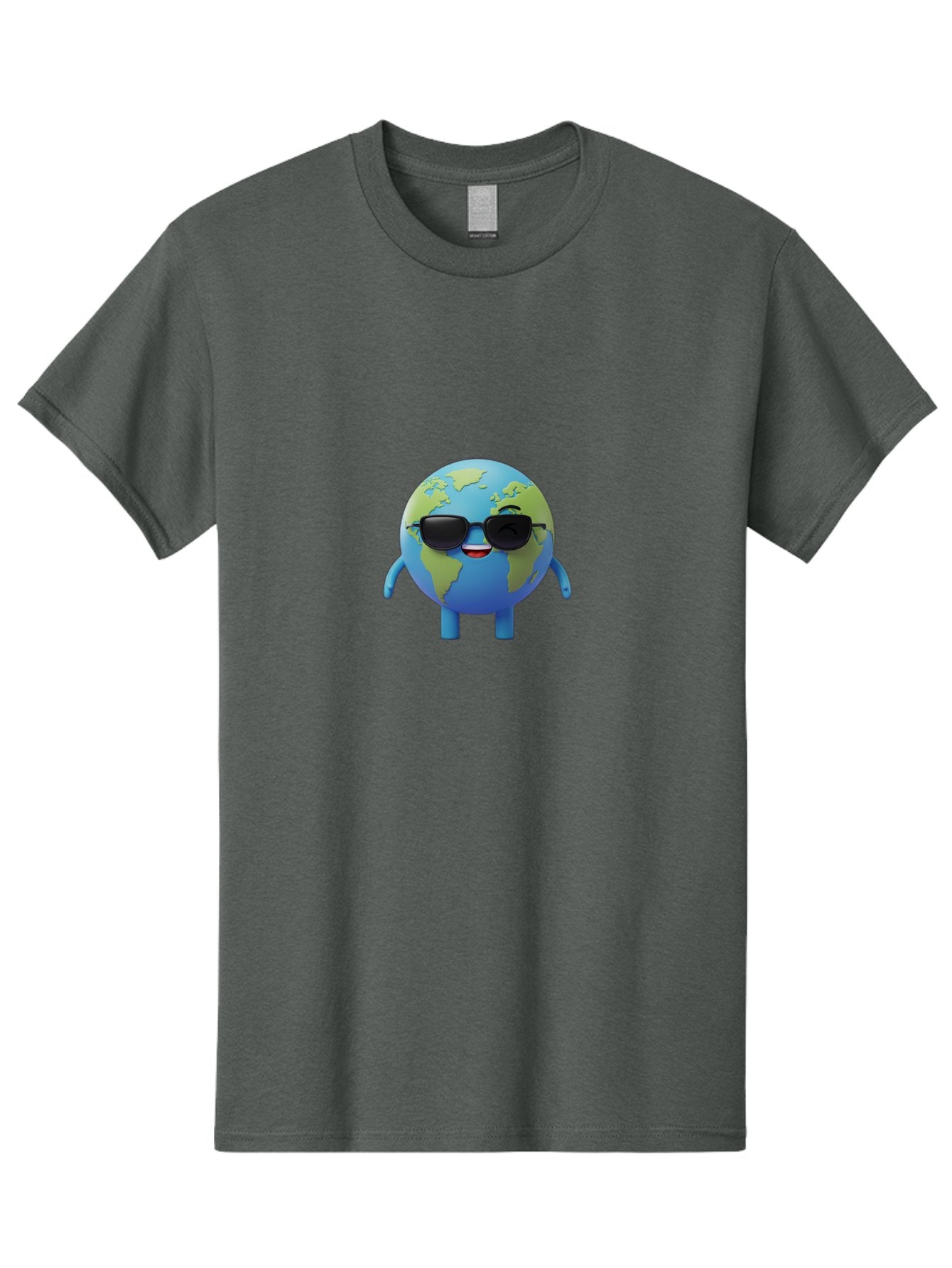 Earth-With-Sunglasses Men'S Graphic Tee, 100% Cotton, Comfortable Casual Summer Wear, Machine Washable, Cartoon Earth, Sunglasses, Smiling Face, Anthropomorphic Globe, Cute Character, Fun Design, Earth Illustration, Quirky Style, Cool Planet, Bad062 5