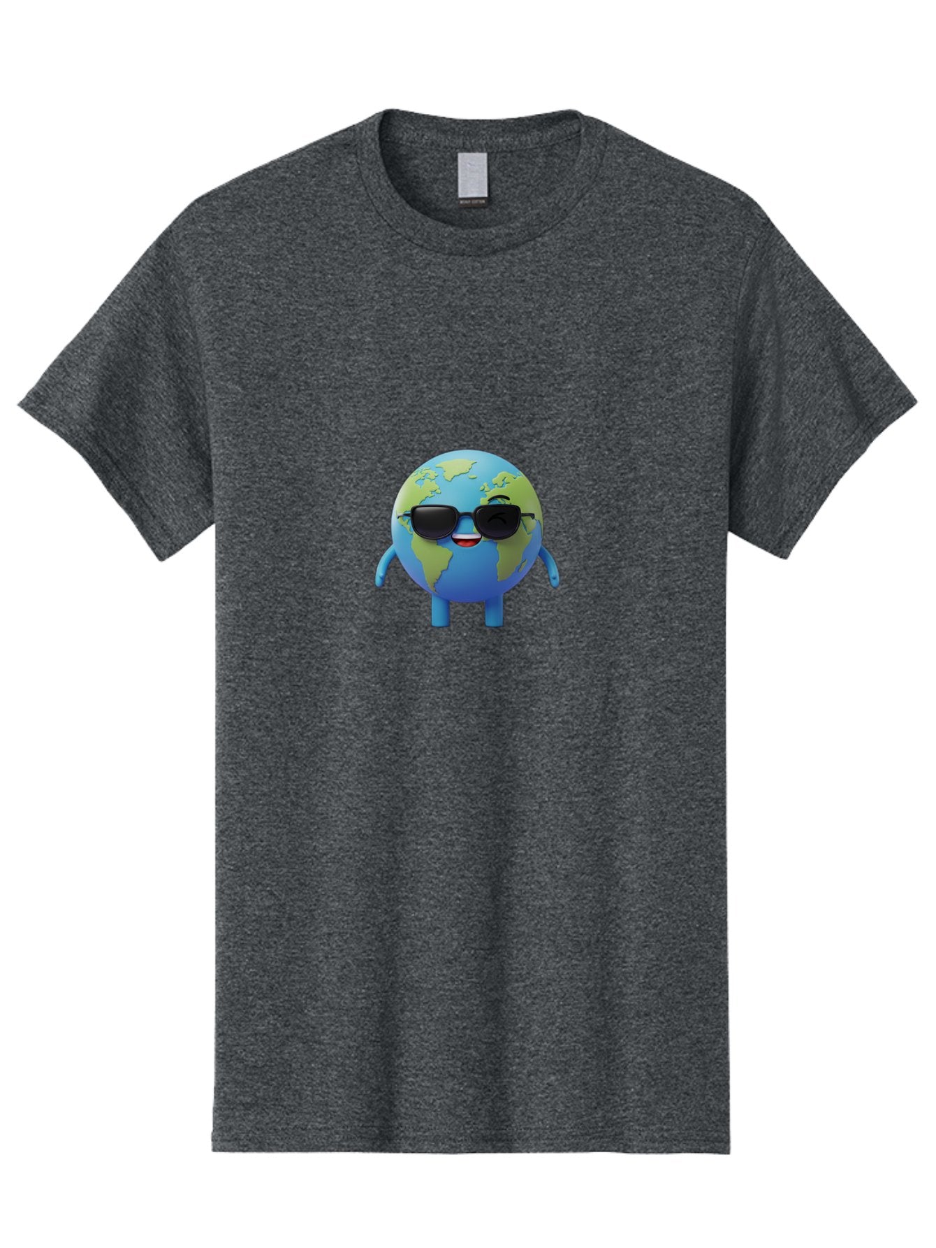 Earth-With-Sunglasses Men'S Graphic Tee, 100% Cotton, Comfortable Casual Summer Wear, Machine Washable, Cartoon Earth, Sunglasses, Smiling Face, Anthropomorphic Globe, Cute Character, Fun Design, Earth Illustration, Quirky Style, Cool Planet, Bad062 11