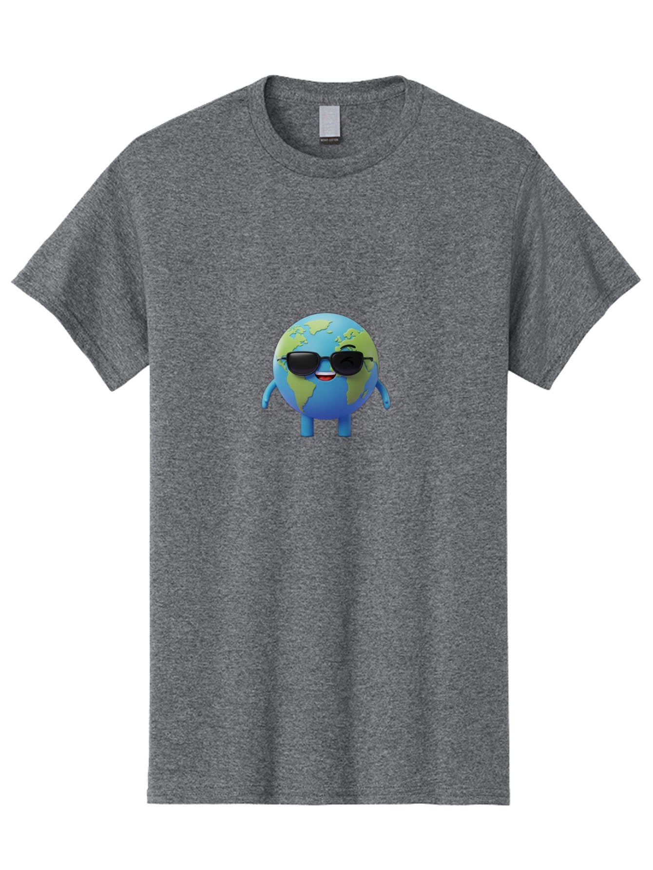 Earth-With-Sunglasses Men'S Graphic Tee, 100% Cotton, Comfortable Casual Summer Wear, Machine Washable, Cartoon Earth, Sunglasses, Smiling Face, Anthropomorphic Globe, Cute Character, Fun Design, Earth Illustration, Quirky Style, Cool Planet, Bad062 7