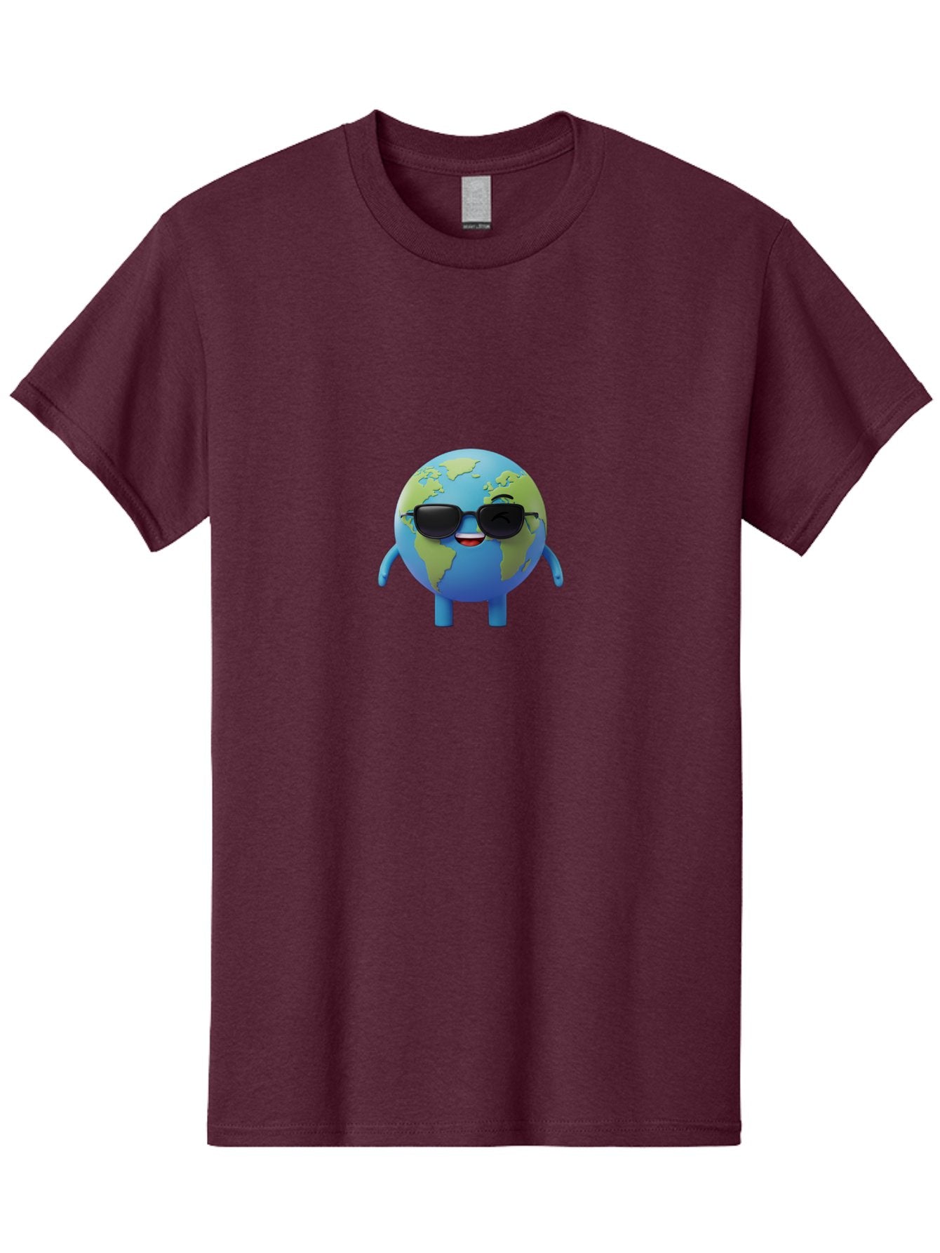 Earth-With-Sunglasses Men'S Graphic Tee, 100% Cotton, Comfortable Casual Summer Wear, Machine Washable, Cartoon Earth, Sunglasses, Smiling Face, Anthropomorphic Globe, Cute Character, Fun Design, Earth Illustration, Quirky Style, Cool Planet, Bad062 6