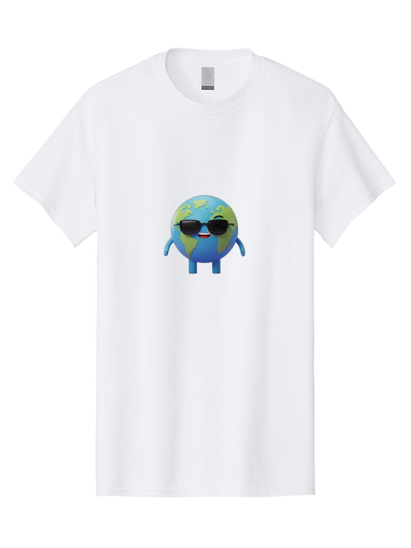 Earth-With-Sunglasses Men'S Graphic Tee, 100% Cotton, Comfortable Casual Summer Wear, Machine Washable, Cartoon Earth, Sunglasses, Smiling Face, Anthropomorphic Globe, Cute Character, Fun Design, Earth Illustration, Quirky Style, Cool Planet, Bad062 9
