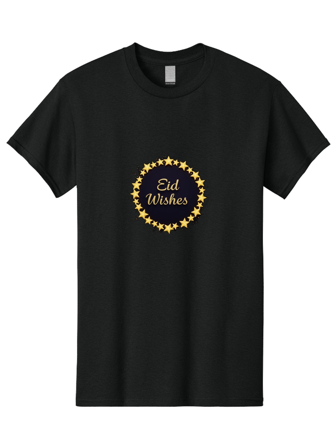 Eid-Wishes Men'S Graphic Tee, 100% Cotton, Comfortable Casual Summer Wear, Machine Washable, Eid Wishes, Festive Greeting, Golden Stars, Celebration, Holiday Wishes, Islamic Festival, Eid Mubarak, Starry Design, Elegant Font, Gold Stars Bad066 13