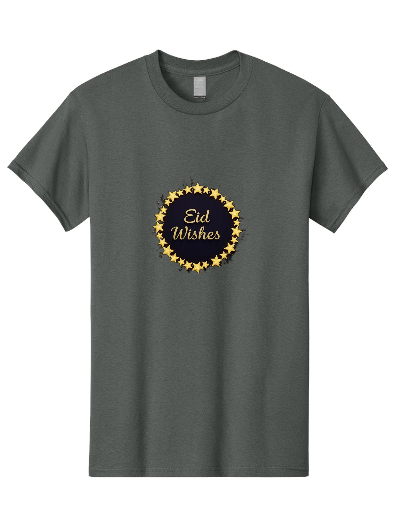 Eid-Wishes Men'S Graphic Tee, 100% Cotton, Comfortable Casual Summer Wear, Machine Washable, Eid Wishes, Festive Greeting, Golden Stars, Celebration, Holiday Wishes, Islamic Festival, Eid Mubarak, Starry Design, Elegant Font, Gold Stars Bad066 7