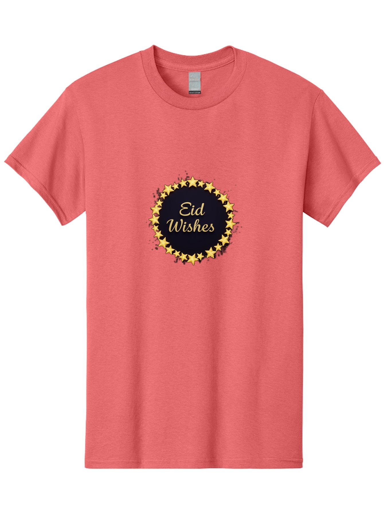Eid-Wishes Men'S Graphic Tee, 100% Cotton, Comfortable Casual Summer Wear, Machine Washable, Eid Wishes, Festive Greeting, Golden Stars, Celebration, Holiday Wishes, Islamic Festival, Eid Mubarak, Starry Design, Elegant Font, Gold Stars Bad066 3
