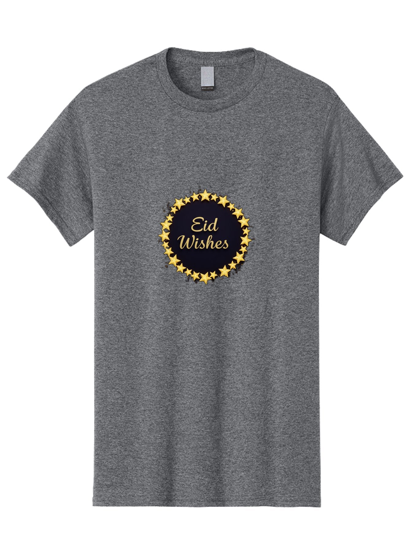 Eid-Wishes Men'S Graphic Tee, 100% Cotton, Comfortable Casual Summer Wear, Machine Washable, Eid Wishes, Festive Greeting, Golden Stars, Celebration, Holiday Wishes, Islamic Festival, Eid Mubarak, Starry Design, Elegant Font, Gold Stars Bad066 8