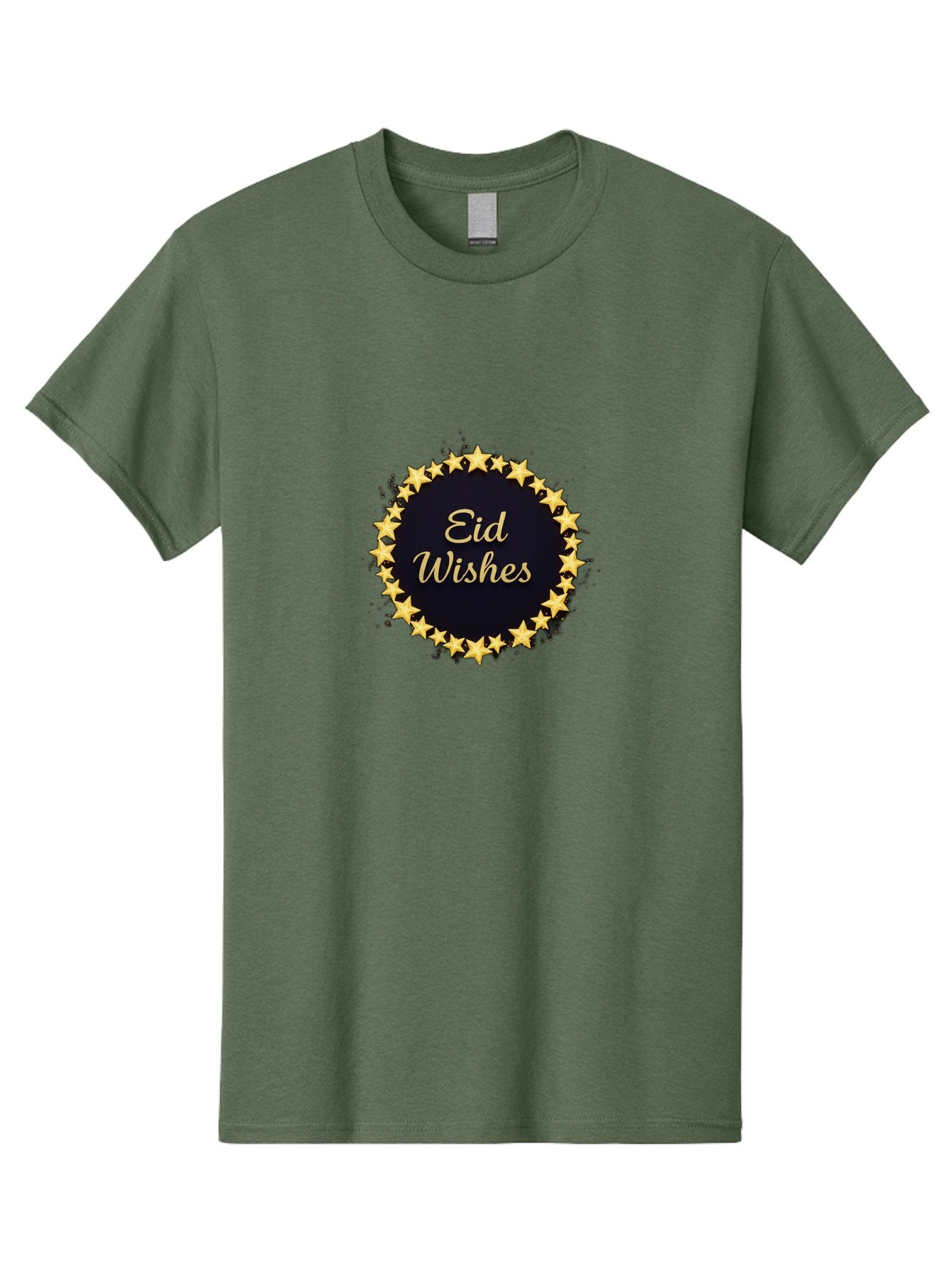 Eid-Wishes Men'S Graphic Tee, 100% Cotton, Comfortable Casual Summer Wear, Machine Washable, Eid Wishes, Festive Greeting, Golden Stars, Celebration, Holiday Wishes, Islamic Festival, Eid Mubarak, Starry Design, Elegant Font, Gold Stars Bad066 6