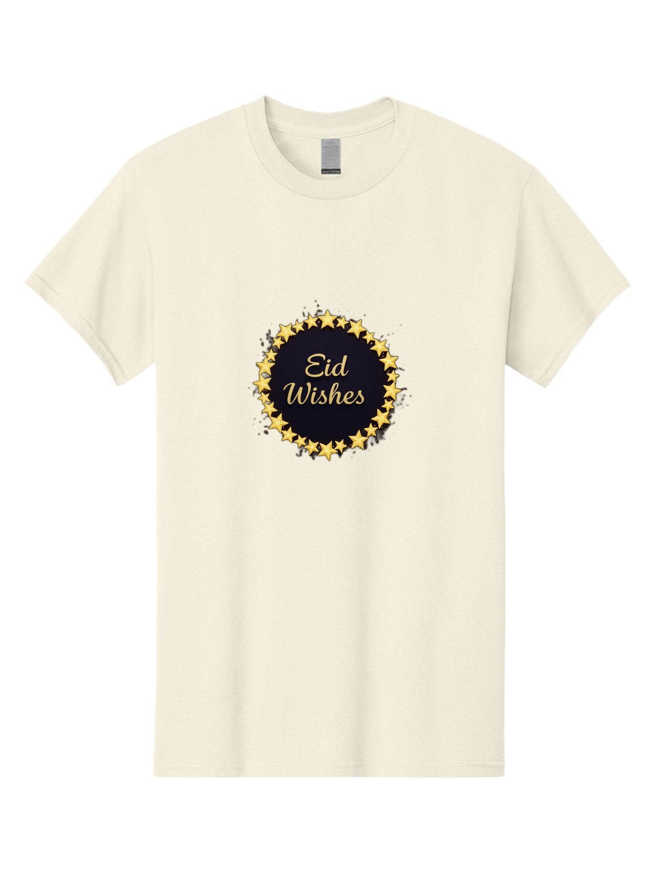 Eid-Wishes Men'S Graphic Tee, 100% Cotton, Comfortable Casual Summer Wear, Machine Washable, Eid Wishes, Festive Greeting, Golden Stars, Celebration, Holiday Wishes, Islamic Festival, Eid Mubarak, Starry Design, Elegant Font, Gold Stars Bad066 12