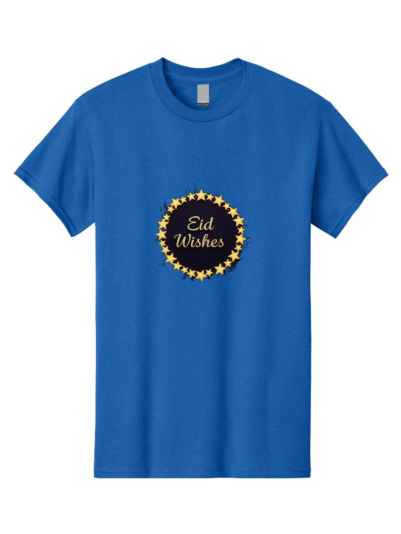 Eid-Wishes Men'S Graphic Tee, 100% Cotton, Comfortable Casual Summer Wear, Machine Washable, Eid Wishes, Festive Greeting, Golden Stars, Celebration, Holiday Wishes, Islamic Festival, Eid Mubarak, Starry Design, Elegant Font, Gold Stars Bad066 5