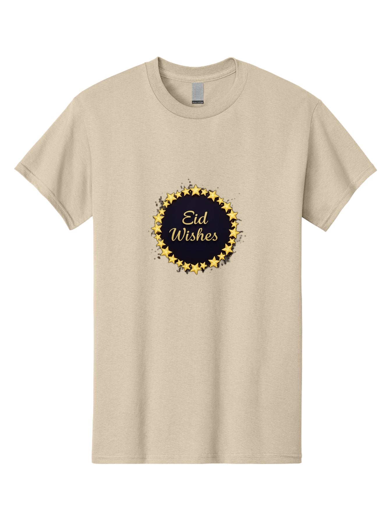 Eid-Wishes Men'S Graphic Tee, 100% Cotton, Comfortable Casual Summer Wear, Machine Washable, Eid Wishes, Festive Greeting, Golden Stars, Celebration, Holiday Wishes, Islamic Festival, Eid Mubarak, Starry Design, Elegant Font, Gold Stars Bad066 14