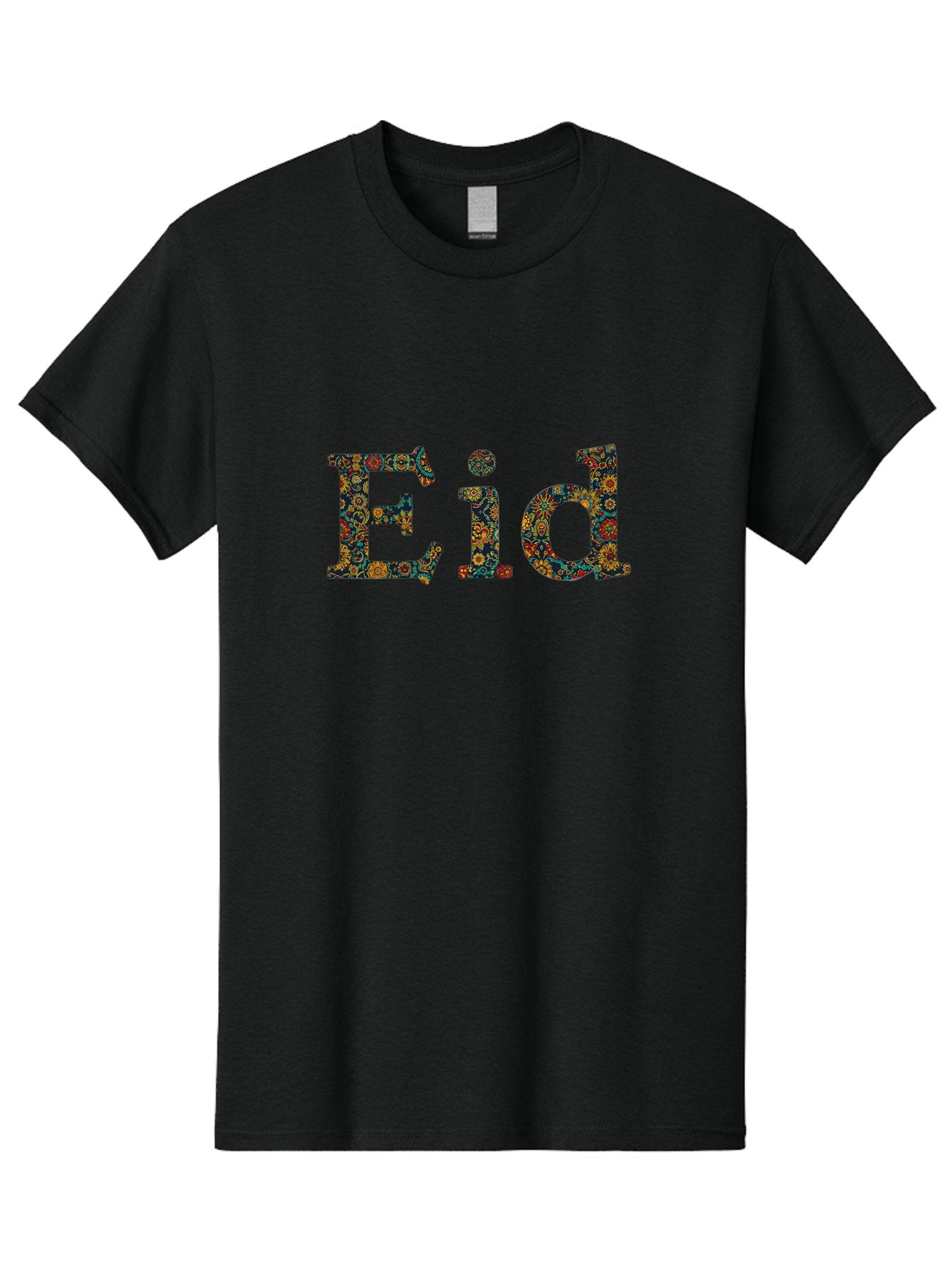 Eid Men'S Graphic Tee, 100% Cotton, Comfortable Casual Summer Wear, Machine Washable, Eid Celebration, Floral Pattern, Colorful Design, Vibrant Colors, Festive Atmosphere, Islamic Holiday, Cultural Tradition, Ornate Details, Decorative Art Bad067 5