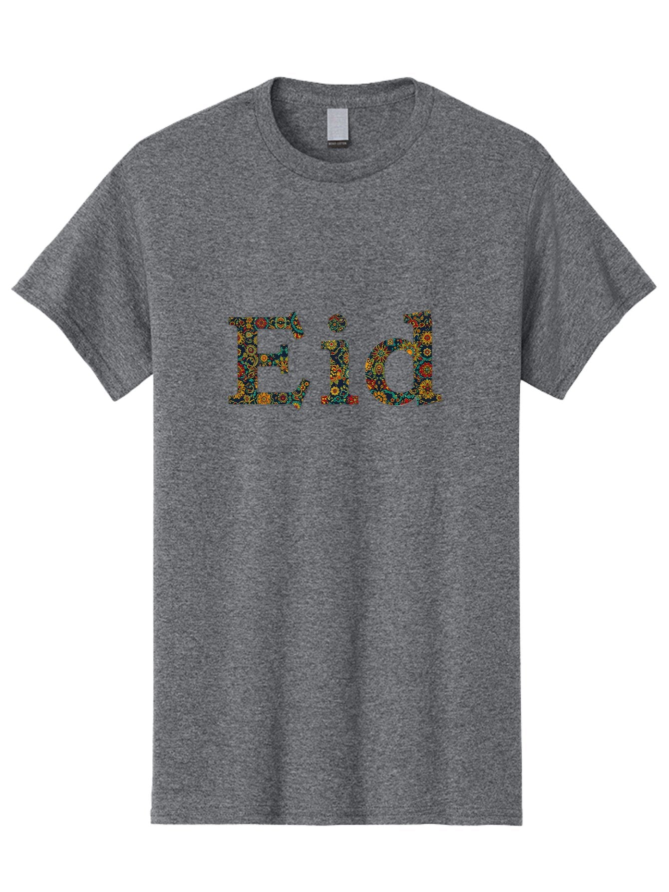 Eid Men'S Graphic Tee, 100% Cotton, Comfortable Casual Summer Wear, Machine Washable, Eid Celebration, Floral Pattern, Colorful Design, Vibrant Colors, Festive Atmosphere, Islamic Holiday, Cultural Tradition, Ornate Details, Decorative Art Bad067 10