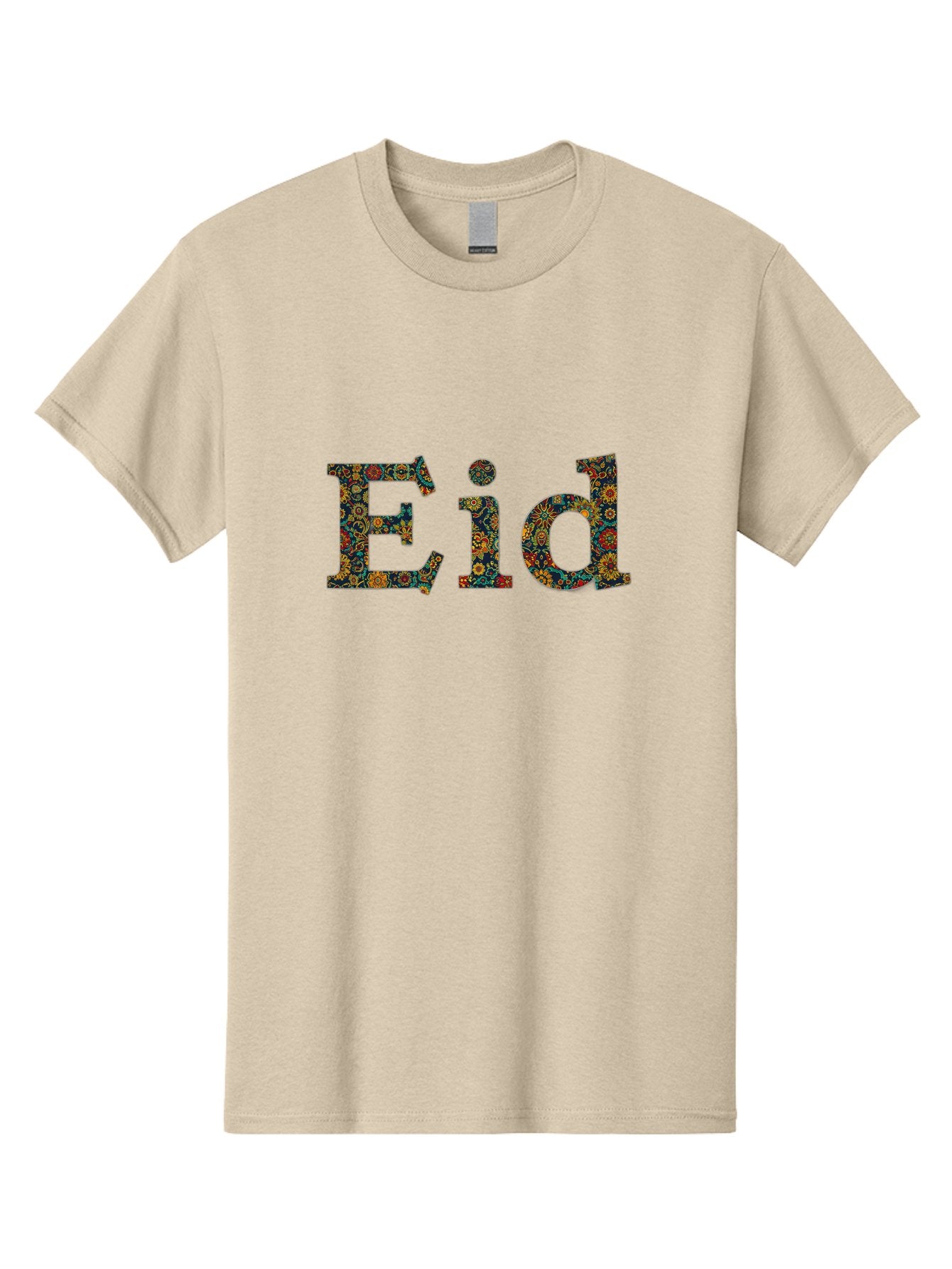 Eid Men'S Graphic Tee, 100% Cotton, Comfortable Casual Summer Wear, Machine Washable, Eid Celebration, Floral Pattern, Colorful Design, Vibrant Colors, Festive Atmosphere, Islamic Holiday, Cultural Tradition, Ornate Details, Decorative Art Bad067 7