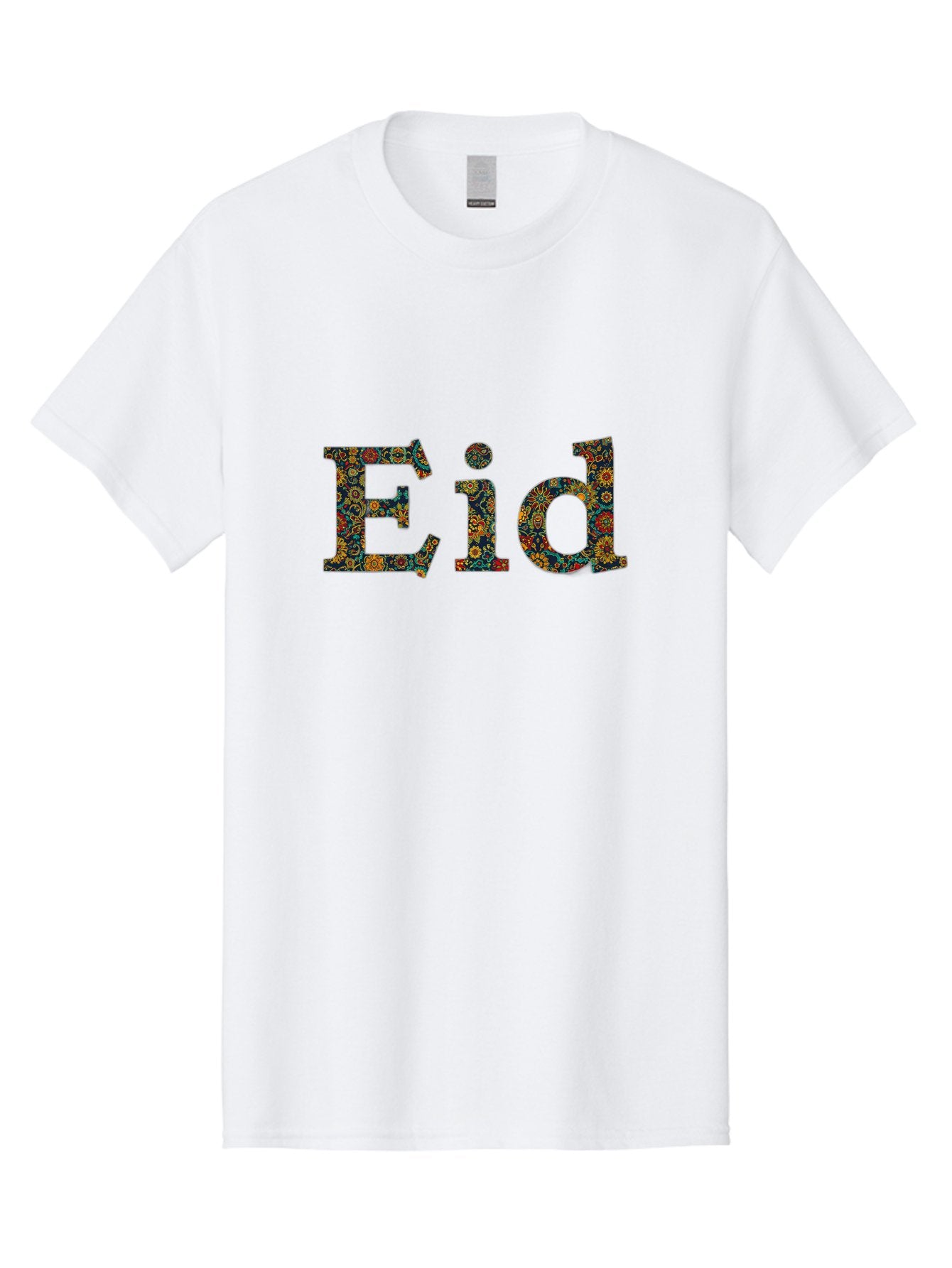 Eid Men'S Graphic Tee, 100% Cotton, Comfortable Casual Summer Wear, Machine Washable, Eid Celebration, Floral Pattern, Colorful Design, Vibrant Colors, Festive Atmosphere, Islamic Holiday, Cultural Tradition, Ornate Details, Decorative Art Bad067 13
