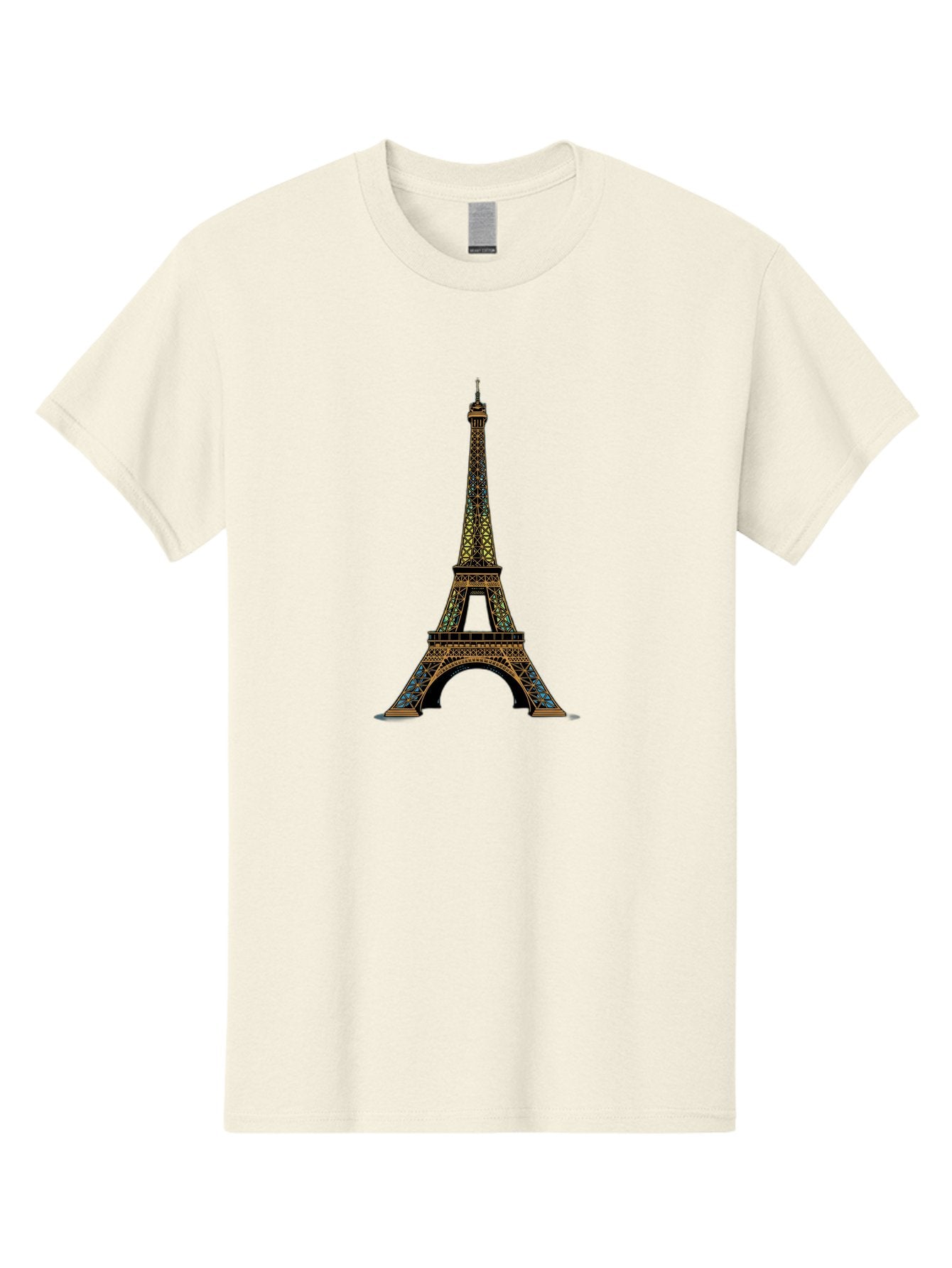 Eiffel-Tower-2 Men'S Graphic Tee, 100% Cotton, Comfortable Casual Summer Wear, Machine Washable, Iconic Landmark, Paris, France, Iron Latticework, Romantic Getaway, Travel Destination, Cityscape, Architectural Marvel, Tourism, Vacation Spot Bad069