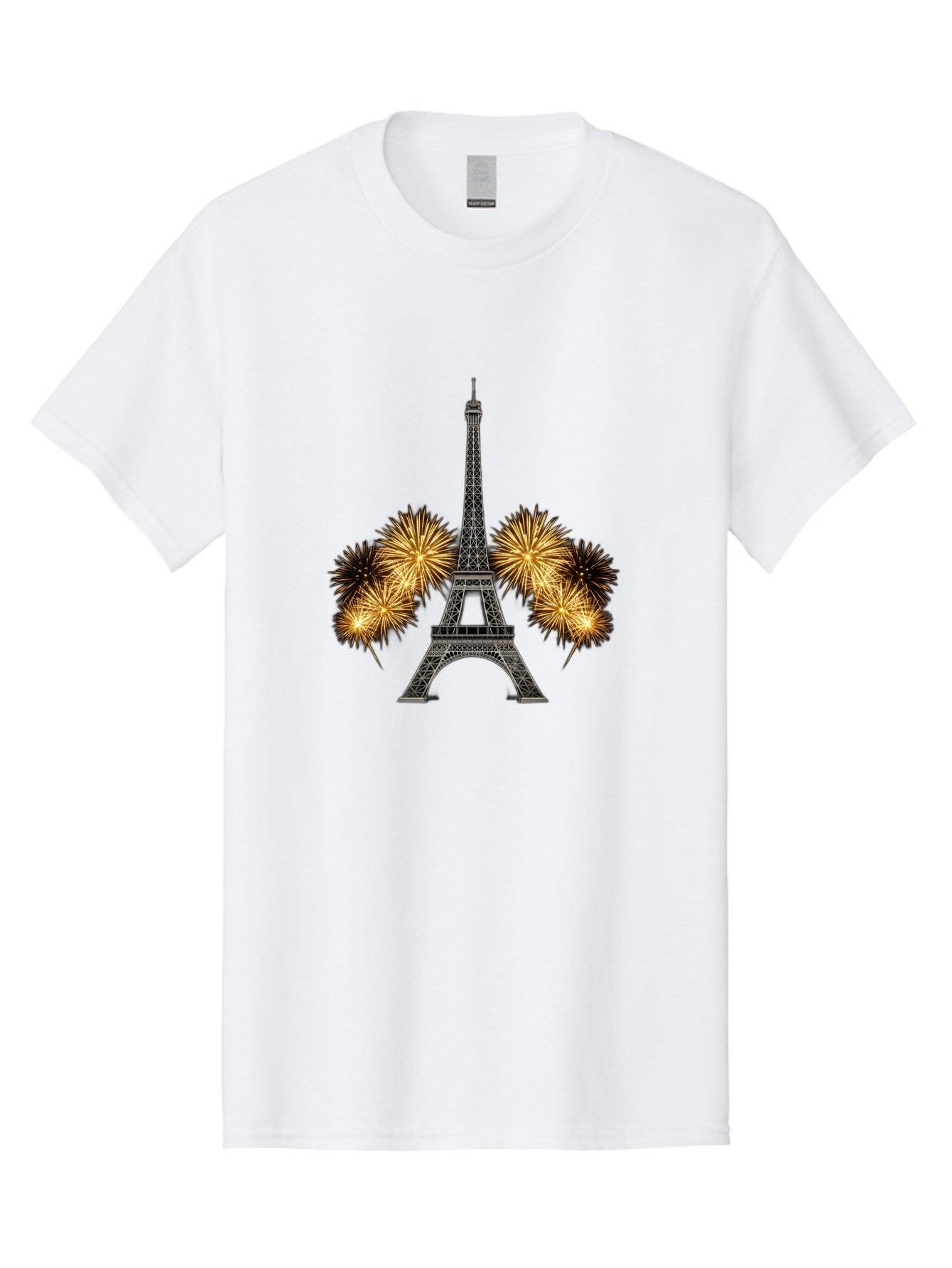 Eiffel-Tower-Fireworks-1 Men'S Graphic Tee, 100% Cotton, Comfortable Casual Summer Wear, Machine Washable, Eiffel Tower, Fireworks Display, Celebration, Festive Atmosphere, Fireworks Exploding, France, Paris, City Landmark, Event Decoration, Bad074 2