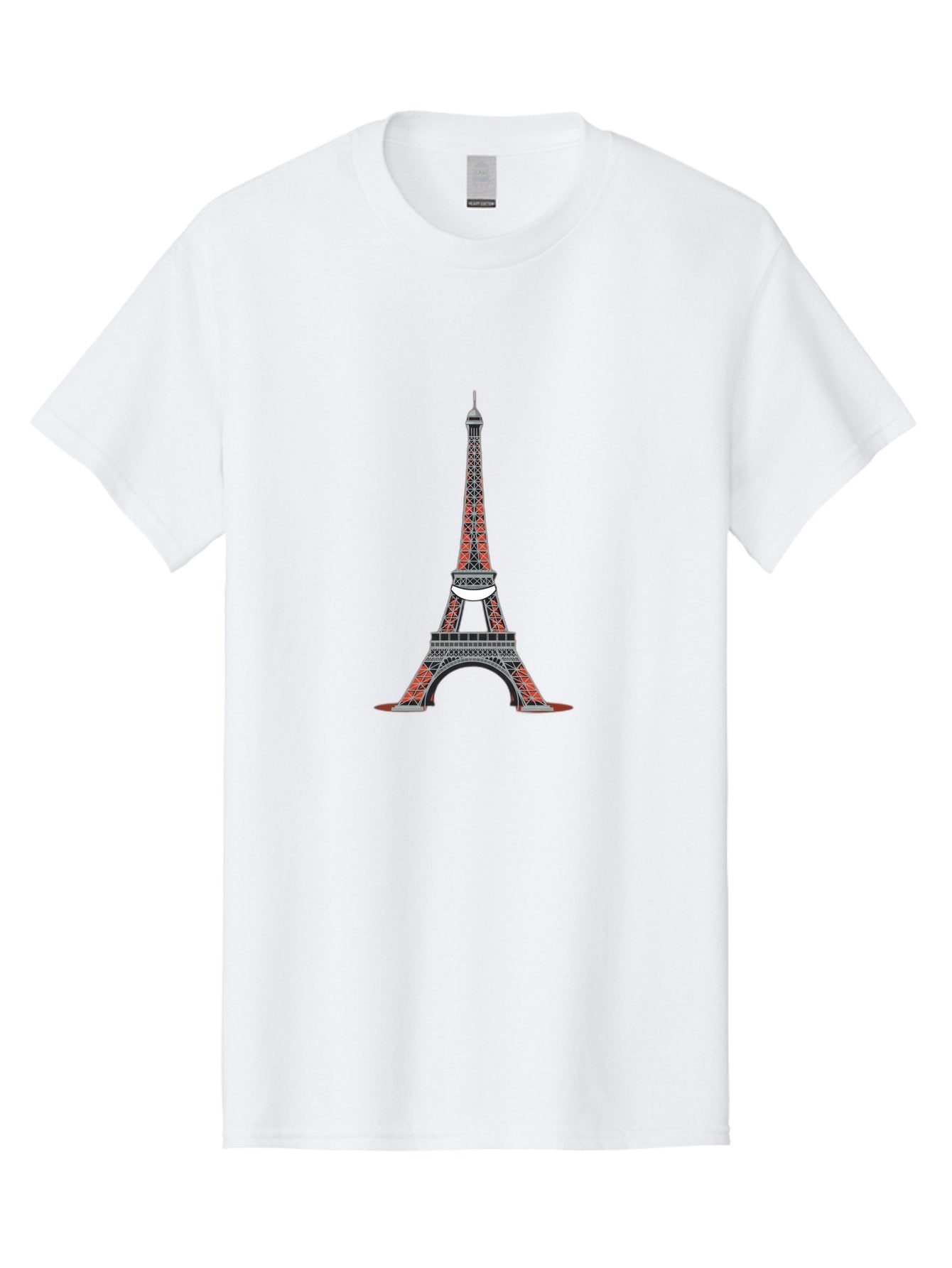 Eiffel-Tower Men'S Graphic Tee, 100% Cotton, Comfortable Casual Summer Wear, Machine Washable, Iconic Landmark, Parisian Architecture, French Culture, Iron Latticework, Red And Black Design, Tourist Attraction, Cityscape, Famous Monument, Bad076 6
