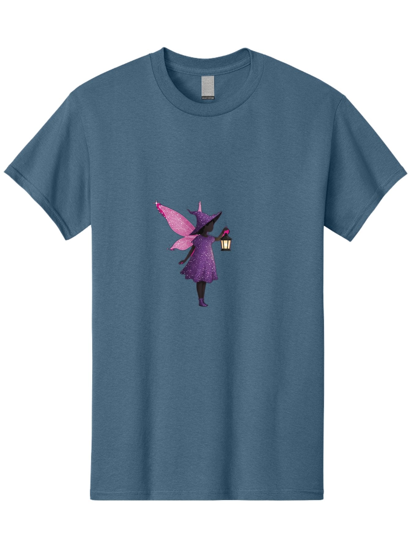 Fairy-Witch Men'S Graphic Tee, 100% Cotton, Comfortable Casual Summer Wear, Machine Washable, Fairy With Lantern, Magical Creature, Fantasy Art, Whimsical Design, Mystical Being, Purple Dress, Pink Wings, Sparkly Details, Lantern In Hand Bad082 7