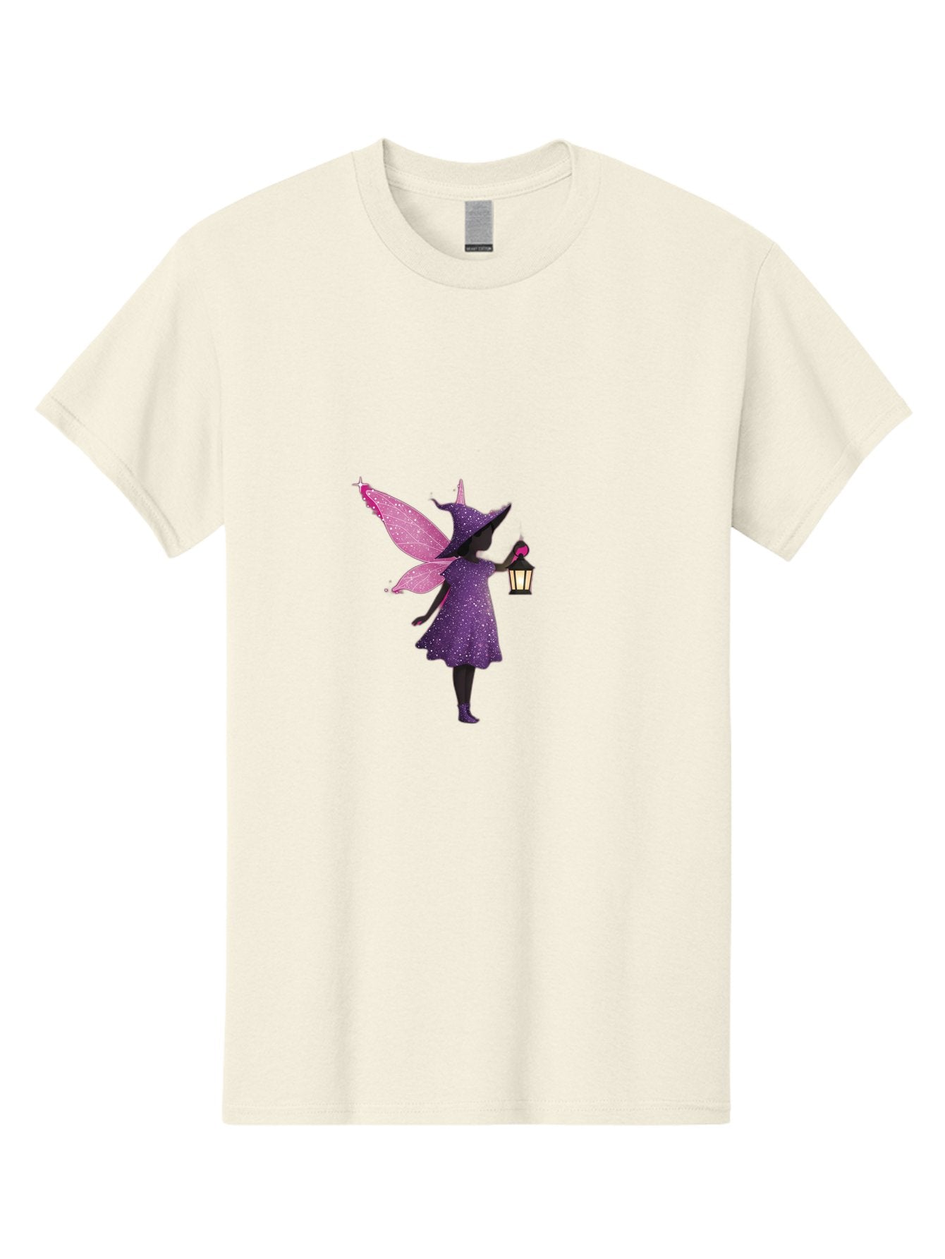 Fairy-Witch Men'S Graphic Tee, 100% Cotton, Comfortable Casual Summer Wear, Machine Washable, Fairy With Lantern, Magical Creature, Fantasy Art, Whimsical Design, Mystical Being, Purple Dress, Pink Wings, Sparkly Details, Lantern In Hand Bad082 14