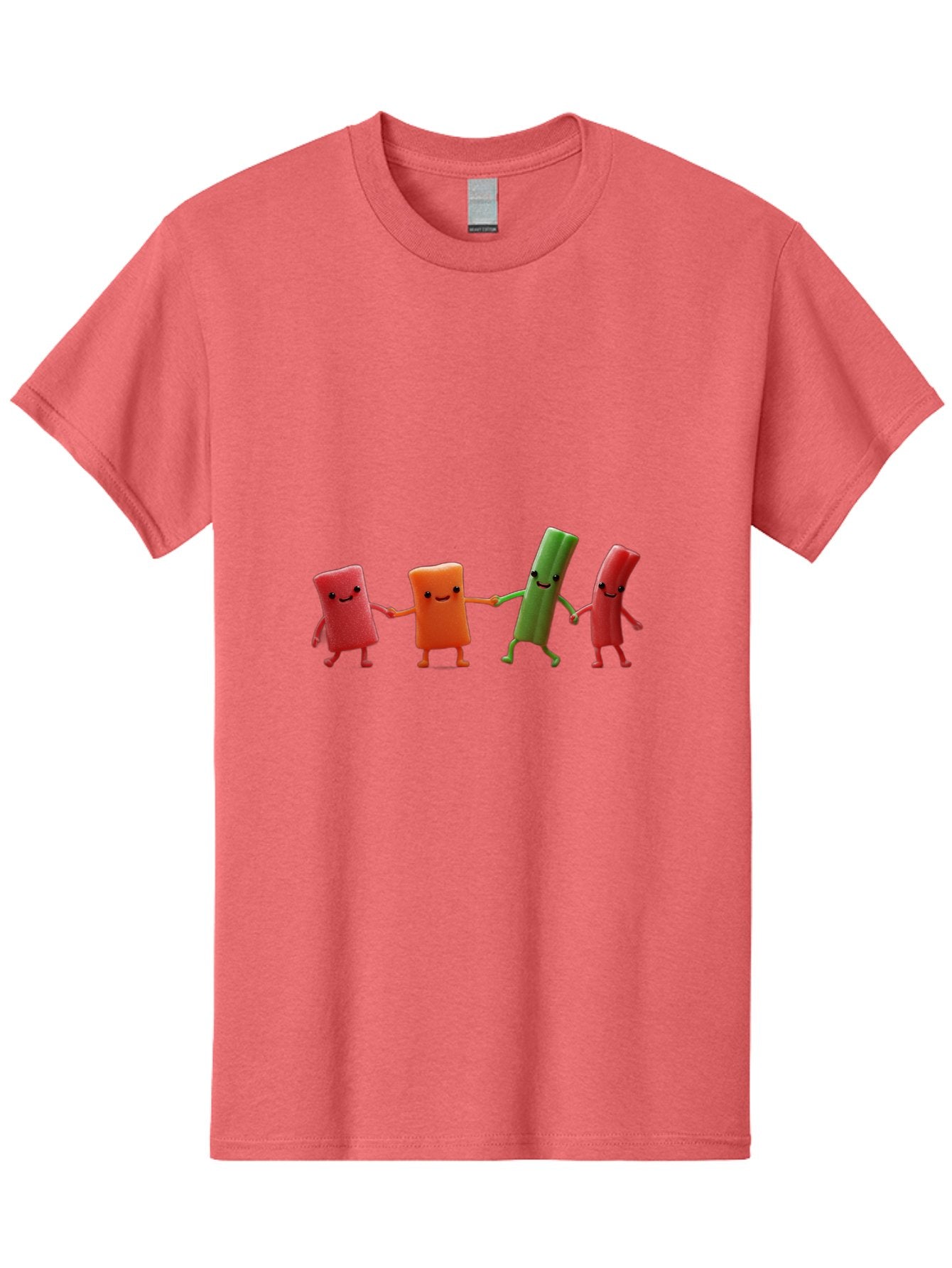 Felt-Characters-Holding-Hands Men'S Graphic Tee, 100% Cotton, Comfortable Casual Summer Wear, Machine Washable, Anthropomorphic Vegetables, Happy Faces, Holding Hands, Anthropomorphic Characters, Vegetables With Arms And Legs, Bad086 5