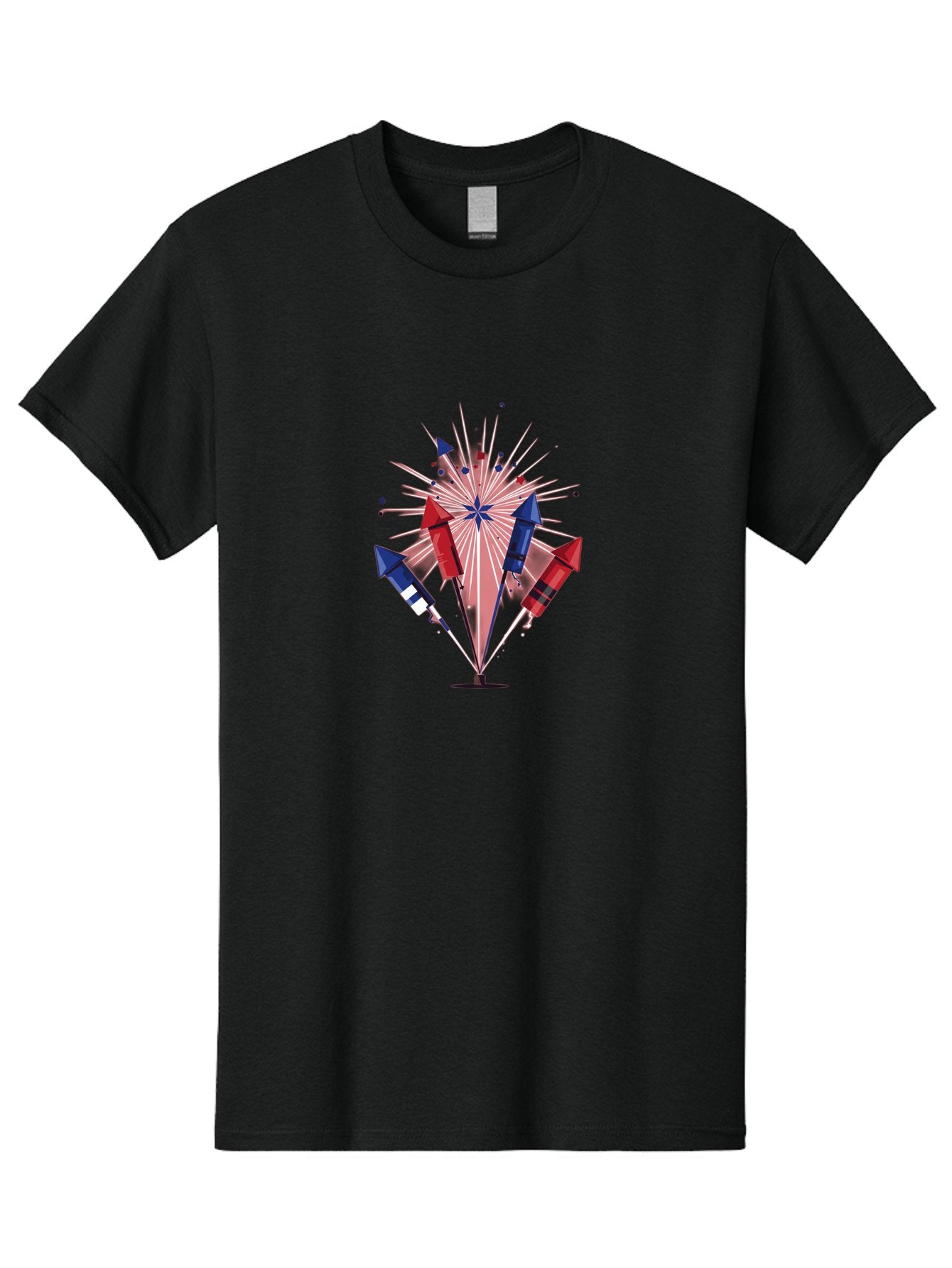 Fireworks-1 Men'S Graphic Tee, 100% Cotton, Comfortable Casual Summer Wear, Machine Washable, Fireworks Explosion, Colorful Rockets, Festive Atmosphere, Celebration, Red White And Blue, 4Th Of July, Patriotic Theme, Bursting Fireworks, Bad092 7
