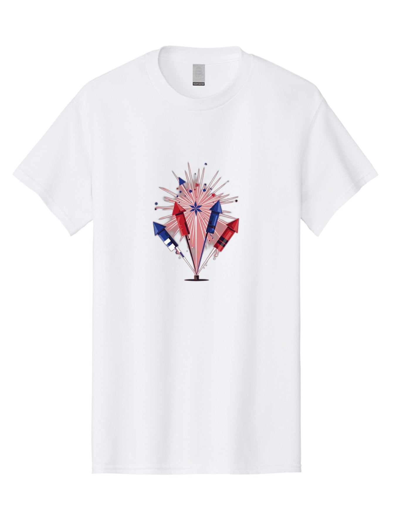 Fireworks-1 Men'S Graphic Tee, 100% Cotton, Comfortable Casual Summer Wear, Machine Washable, Fireworks Explosion, Colorful Rockets, Festive Atmosphere, Celebration, Red White And Blue, 4Th Of July, Patriotic Theme, Bursting Fireworks, Bad092 11