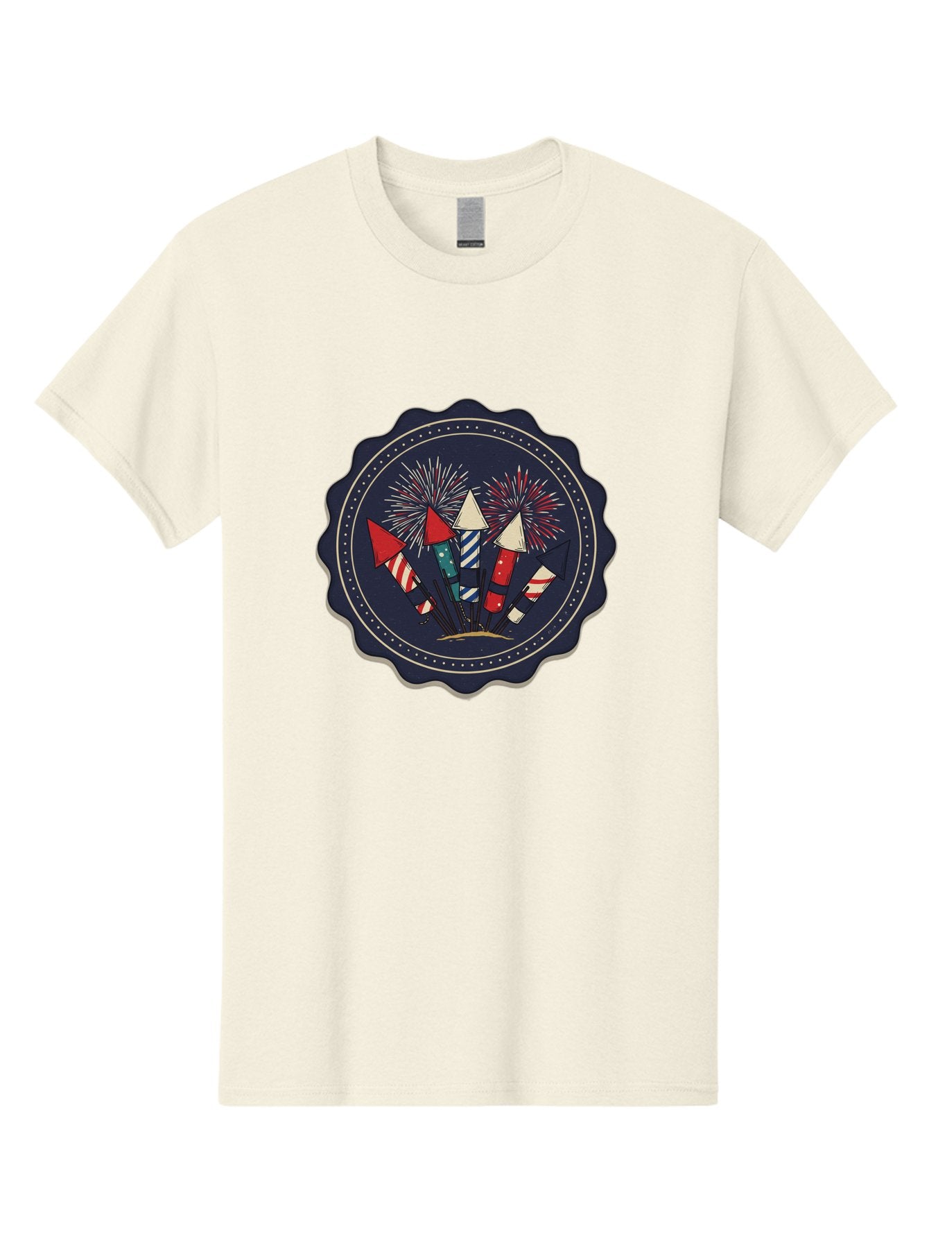 Fireworks-Icon Men'S Graphic Tee, 100% Cotton, Comfortable Casual Summer Wear, Machine Washable, Fireworks Explosion, Festive Celebration, Party Decorations, Colorful Display, Explosive Bursts, Vibrant Colors, Celebratory Theme Bad093 10