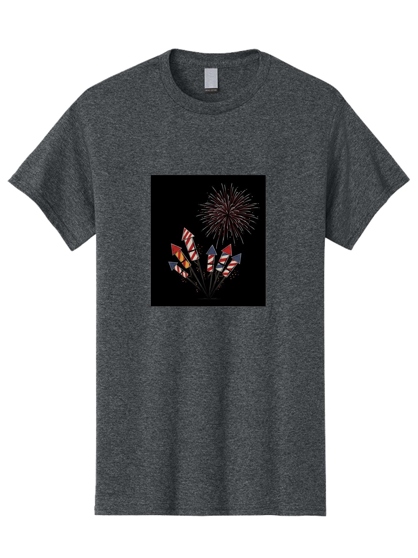 Fireworks Men'S Graphic Tee, 100% Cotton, Comfortable Casual Summer Wear, Machine Washable, Fireworks Explosion, Red White And Blue Fireworks, Festive Celebration, Patriotic Theme, 4Th Of July, Independence Day, Festive Atmosphere, Bad094 7