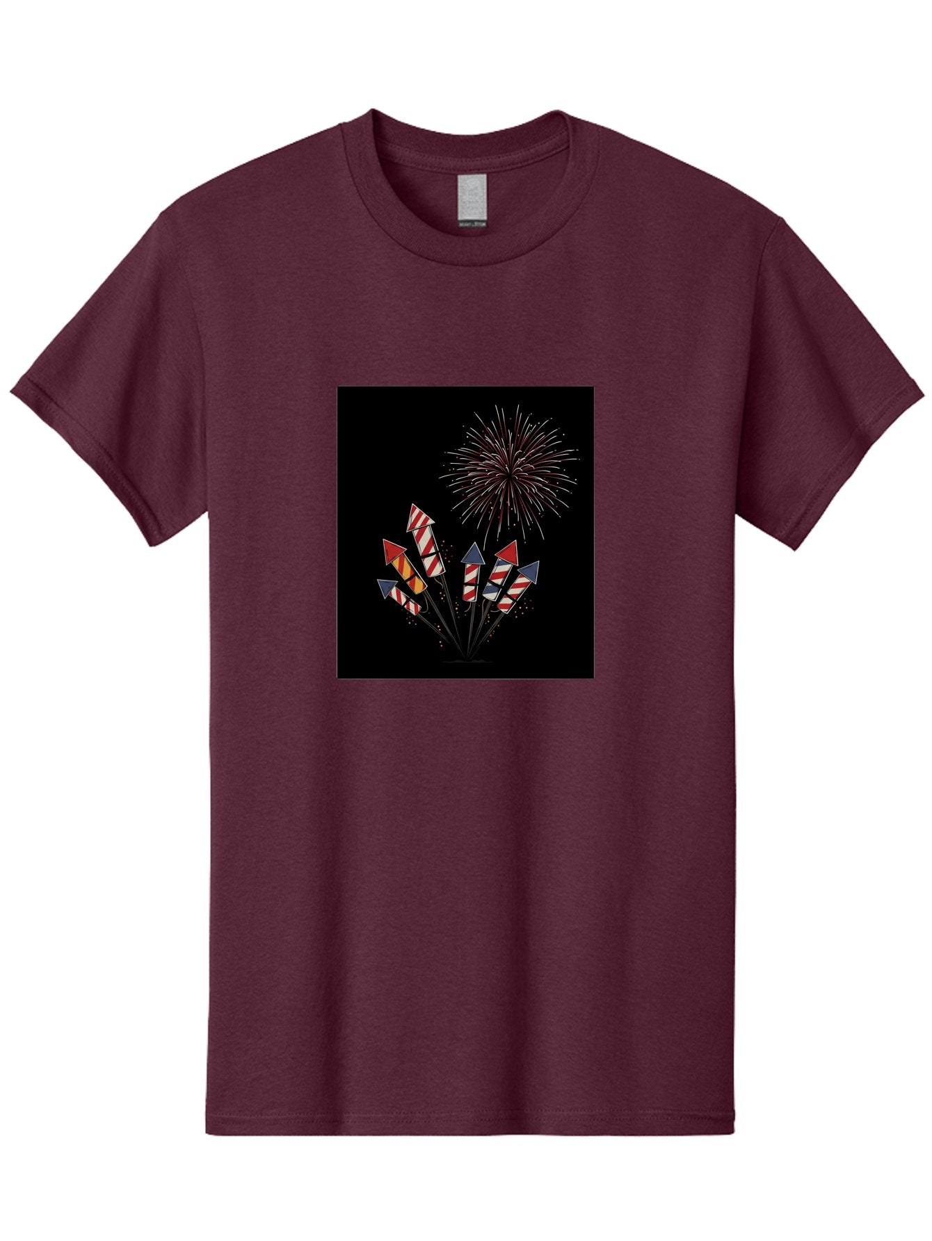 Fireworks Men'S Graphic Tee, 100% Cotton, Comfortable Casual Summer Wear, Machine Washable, Fireworks Explosion, Red White And Blue Fireworks, Festive Celebration, Patriotic Theme, 4Th Of July, Independence Day, Festive Atmosphere, Bad094 10
