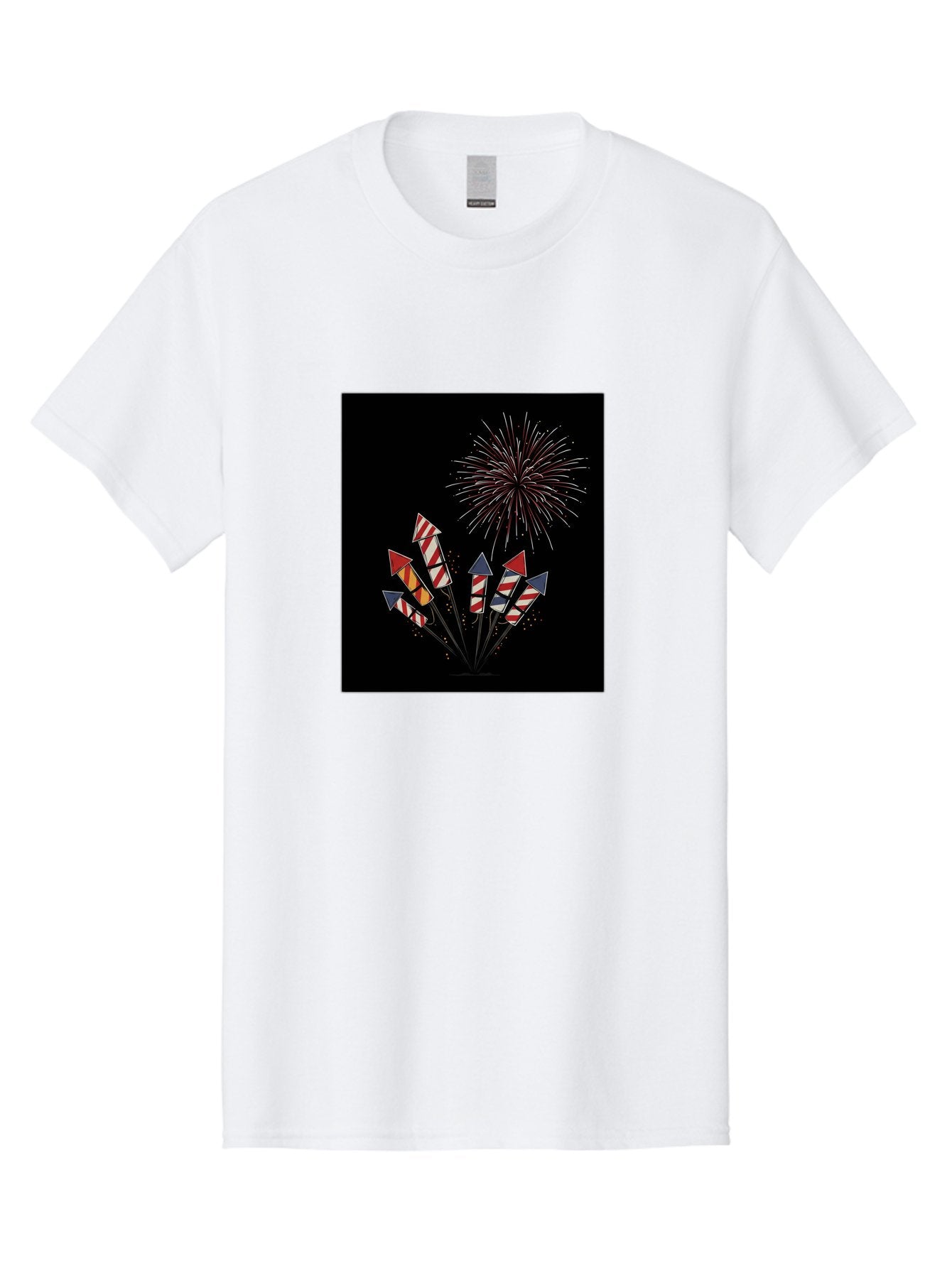 Fireworks Men'S Graphic Tee, 100% Cotton, Comfortable Casual Summer Wear, Machine Washable, Fireworks Explosion, Red White And Blue Fireworks, Festive Celebration, Patriotic Theme, 4Th Of July, Independence Day, Festive Atmosphere, Bad094 14