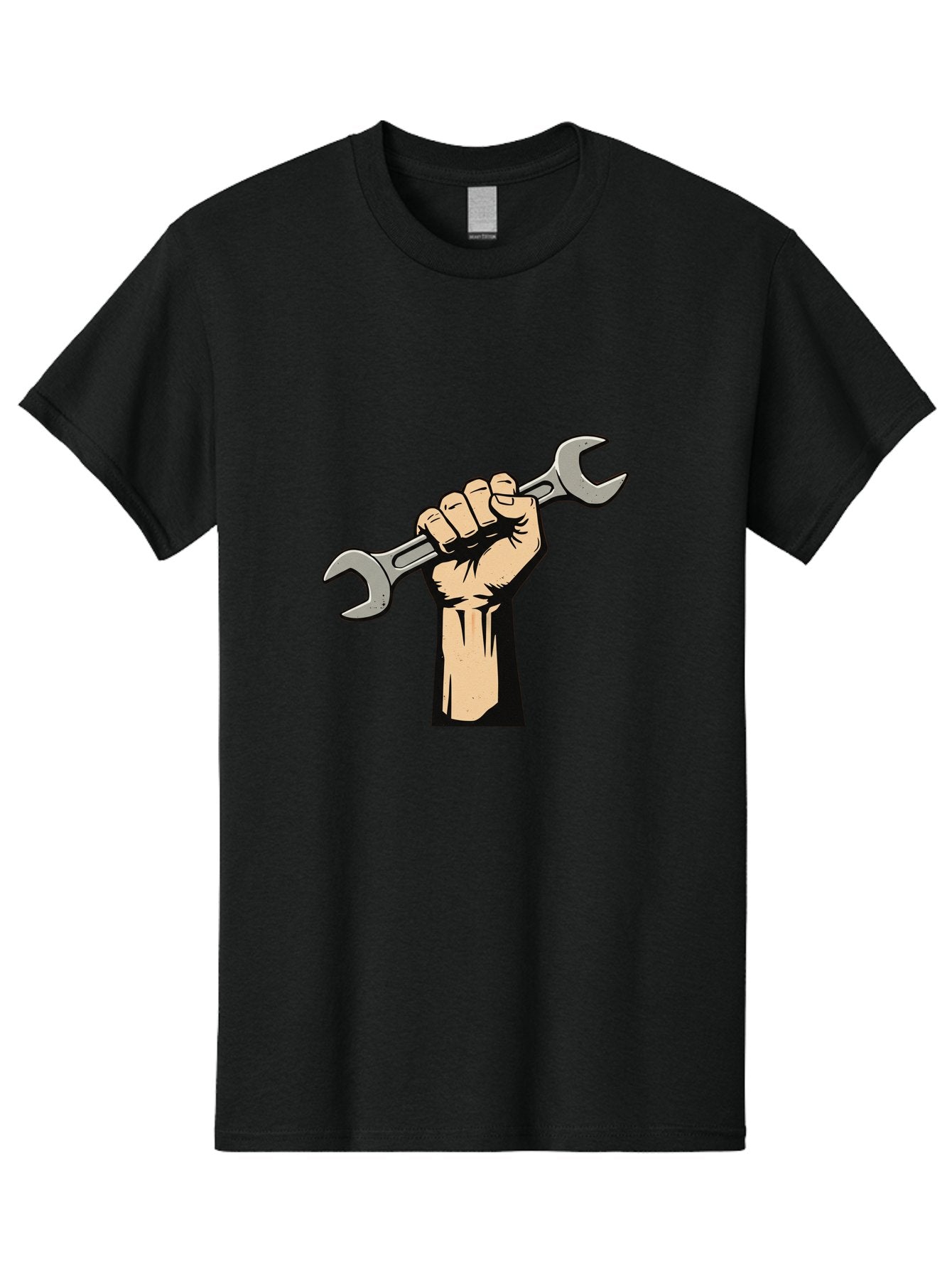 Fist-Holding-Wrench Men'S Graphic Tee, 100% Cotton, Comfortable Casual Summer Wear, Machine Washable, Hand Holding Wrench, Fist Grip, Hand Tool, Mechanic Symbol, Diy, Wrench Illustration, Labor, Hand Strength, Maintenance Bad096 7