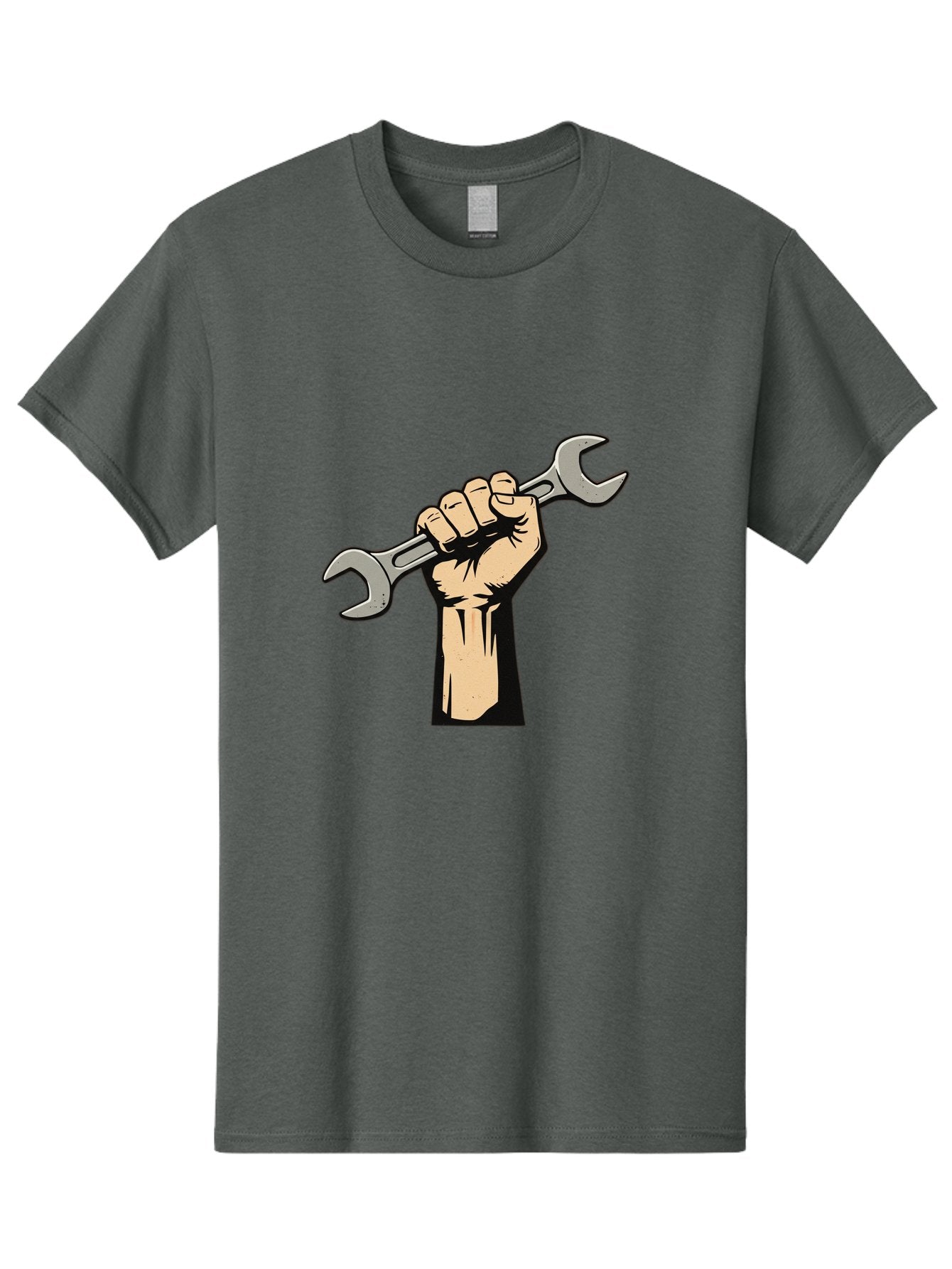 Fist-Holding-Wrench Men'S Graphic Tee, 100% Cotton, Comfortable Casual Summer Wear, Machine Washable, Hand Holding Wrench, Fist Grip, Hand Tool, Mechanic Symbol, Diy, Wrench Illustration, Labor, Hand Strength, Maintenance Bad096 10