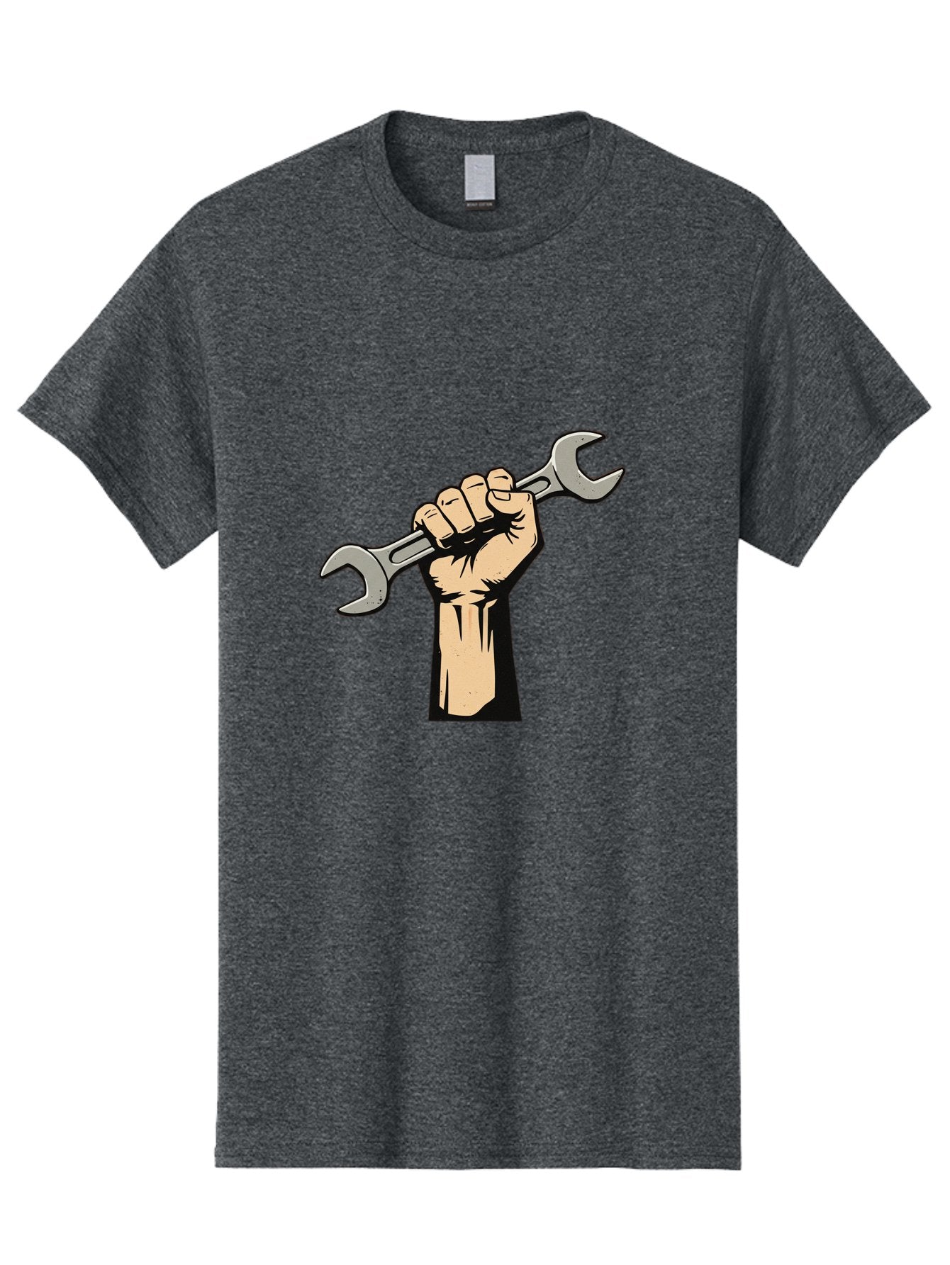 Fist-Holding-Wrench Men'S Graphic Tee, 100% Cotton, Comfortable Casual Summer Wear, Machine Washable, Hand Holding Wrench, Fist Grip, Hand Tool, Mechanic Symbol, Diy, Wrench Illustration, Labor, Hand Strength, Maintenance Bad096