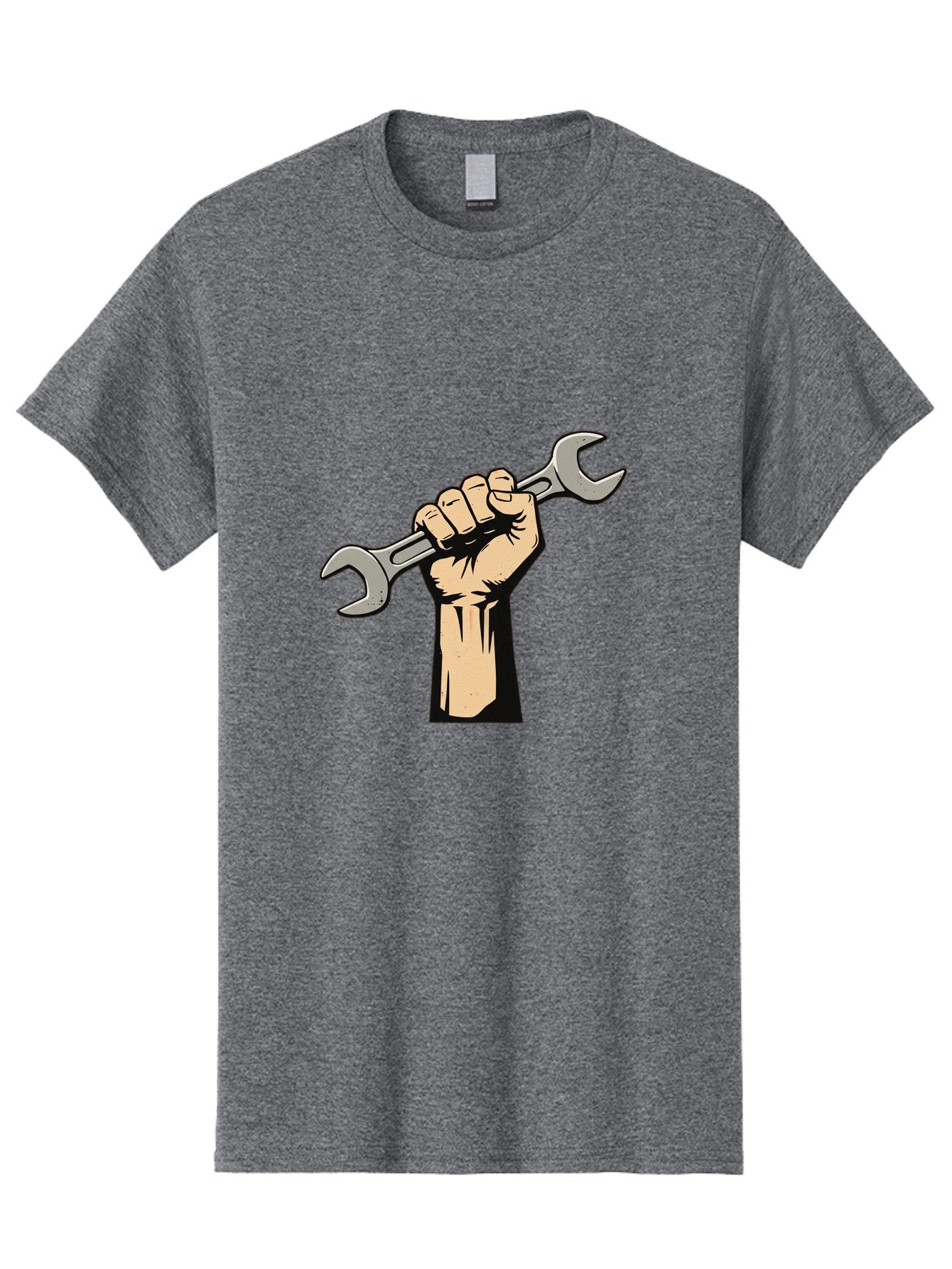Fist-Holding-Wrench Men'S Graphic Tee, 100% Cotton, Comfortable Casual Summer Wear, Machine Washable, Hand Holding Wrench, Fist Grip, Hand Tool, Mechanic Symbol, Diy, Wrench Illustration, Labor, Hand Strength, Maintenance Bad096 13